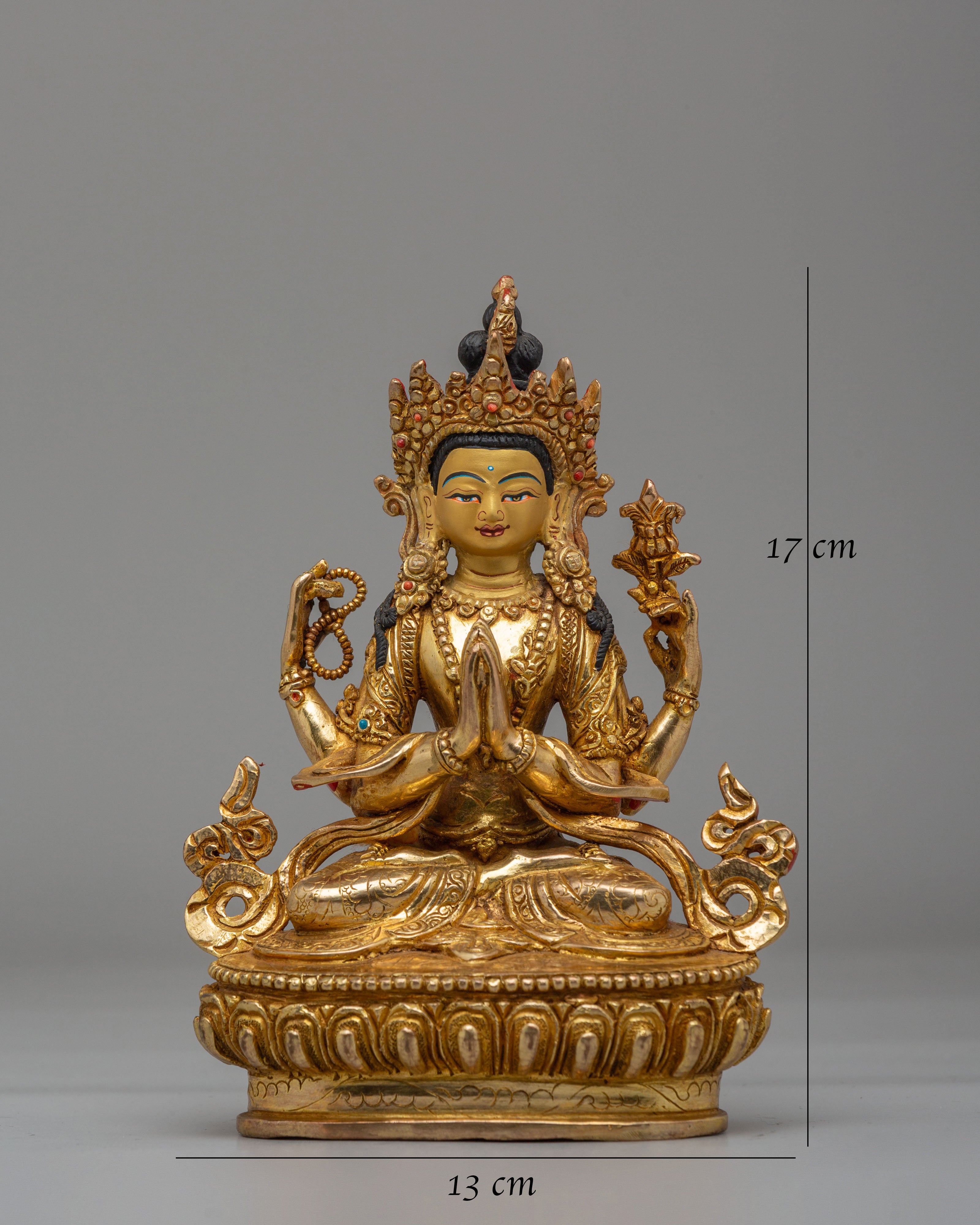 Handcrafted Chenrezig Statue | Tibetan Bodhisattva of Compassion Art