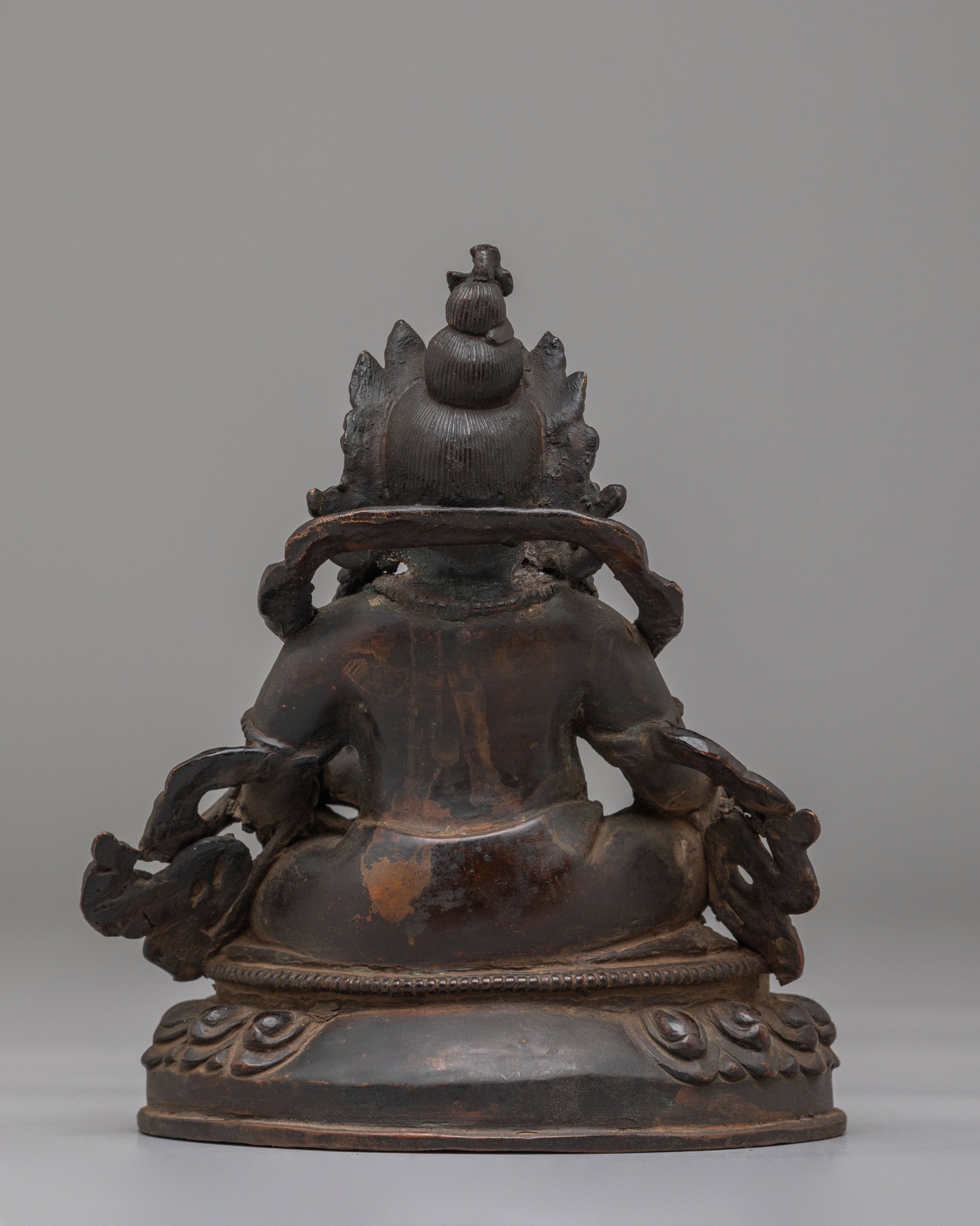 Ceremonial Dzambhala Wealth Deity Sculpture | Tibetan Buddhist Prosperity Figurine