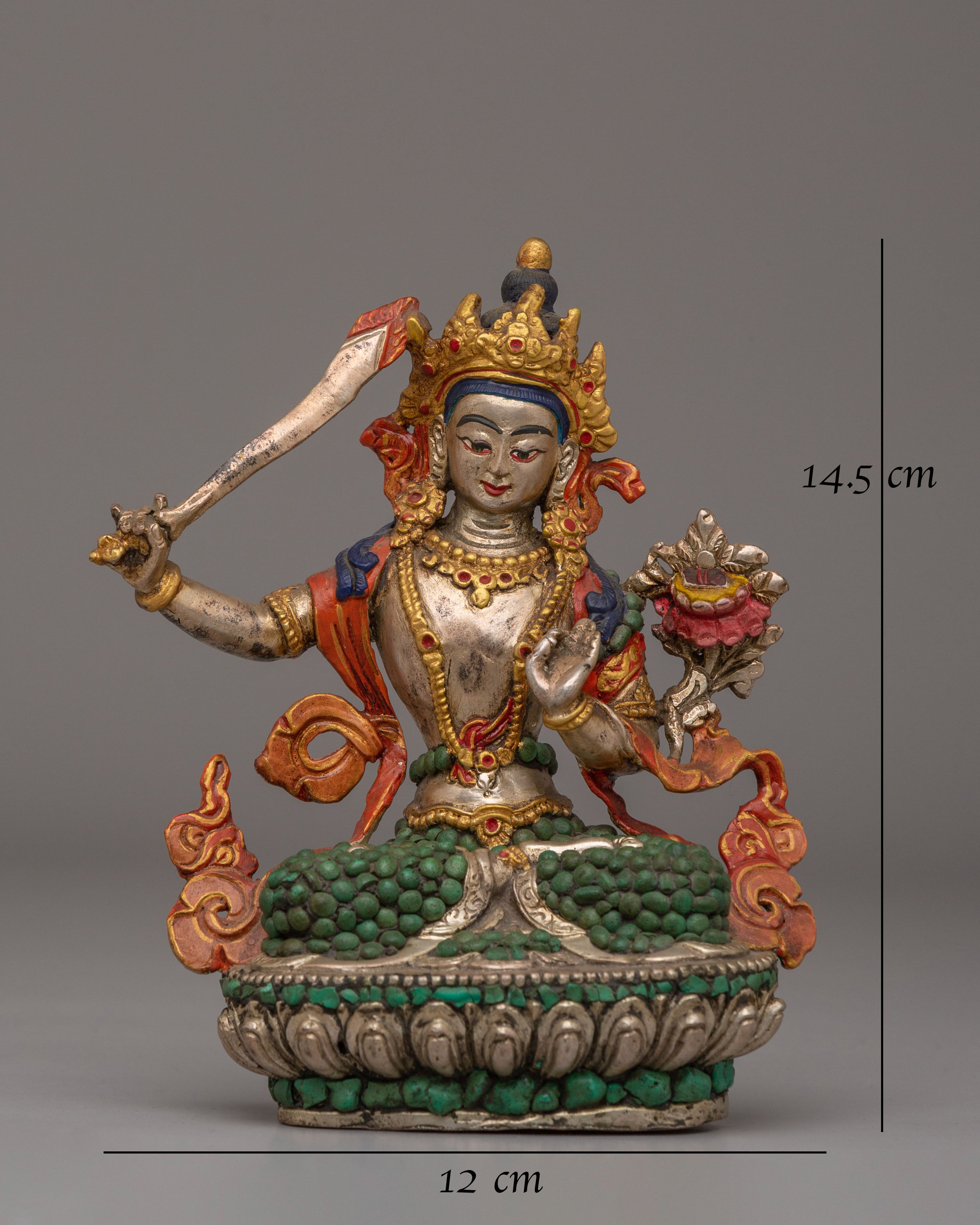 Sacred Handmade Manjushri Statue | Traditional Buddhist Artwork