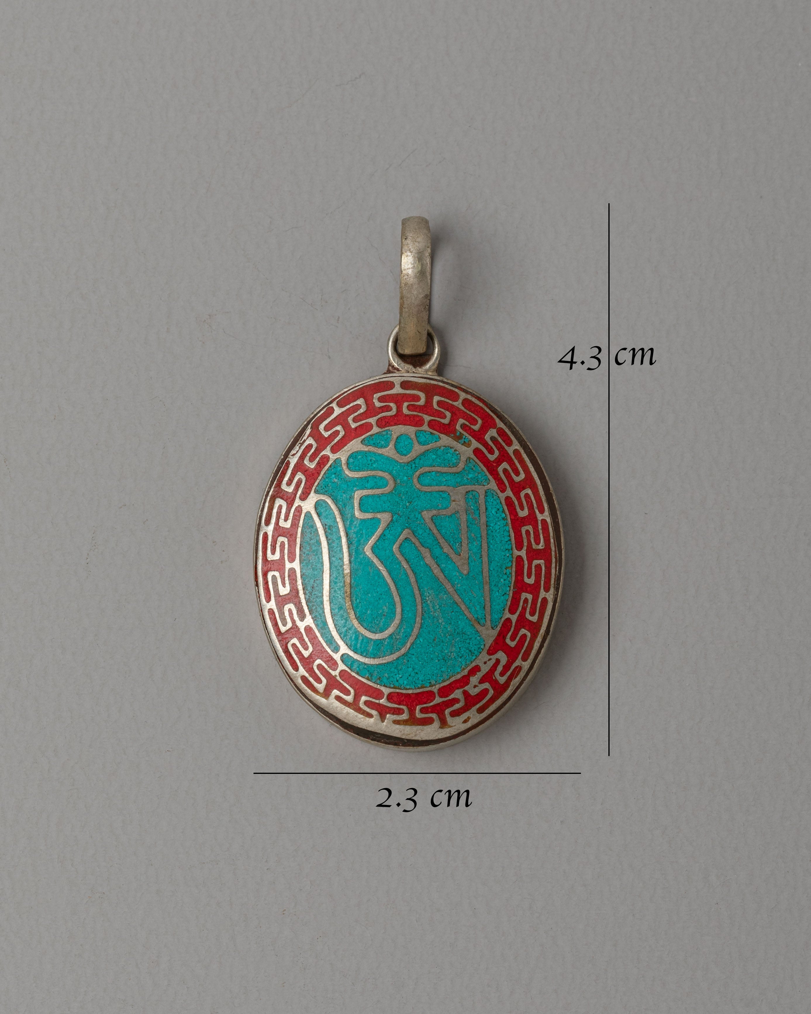 Handmade Om Symbol Locket | Spiritual Coral and Turquoise Jewelry