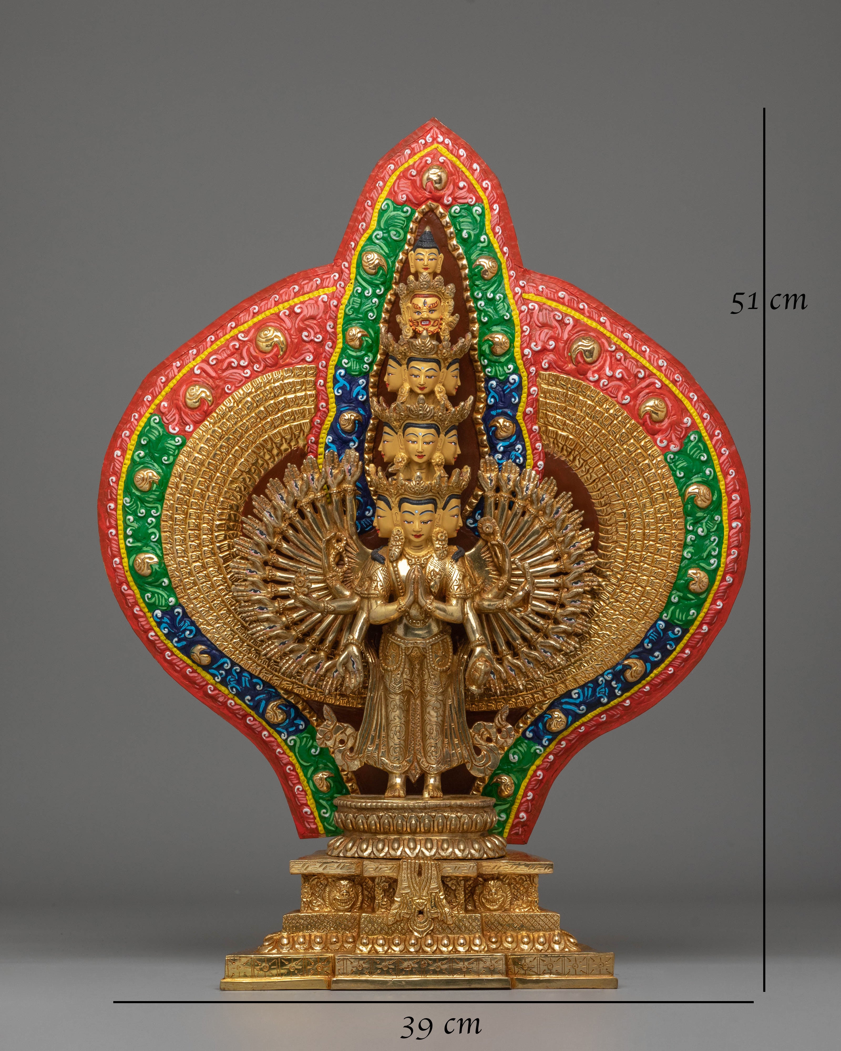 Handcrafted 1000 Armed Buddhist Chenrezig Statue | Compassionate Deity of Healing