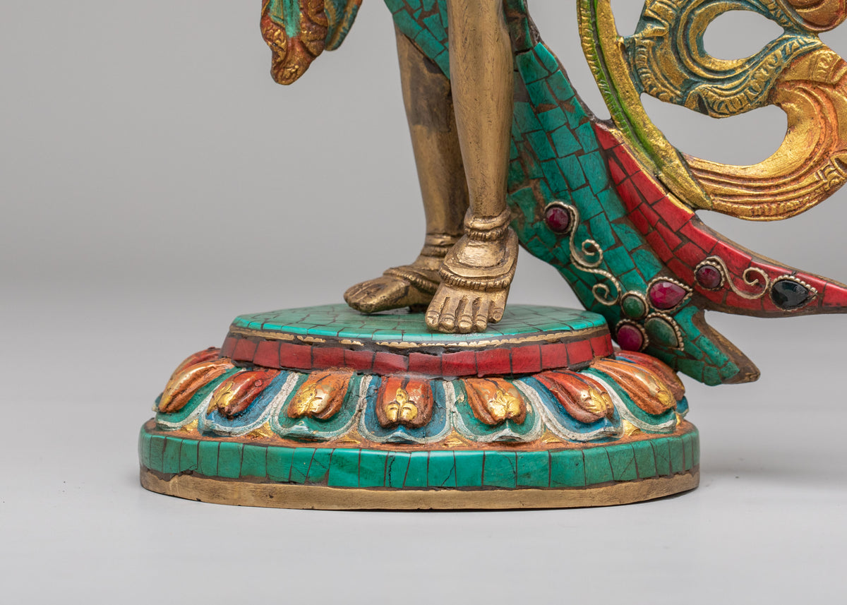 Dancing Green Tara Spiritual Sculpture | Handcrafted Tibetan Statue