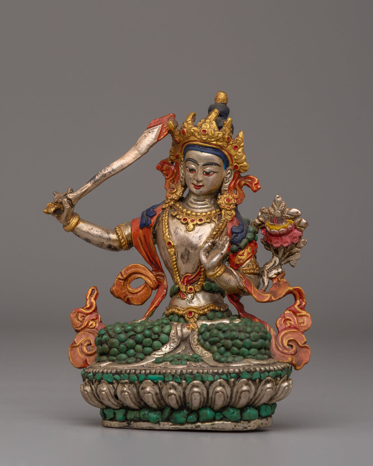 Sacred Handmade Manjushri Statue | Traditional Buddhist Artwork