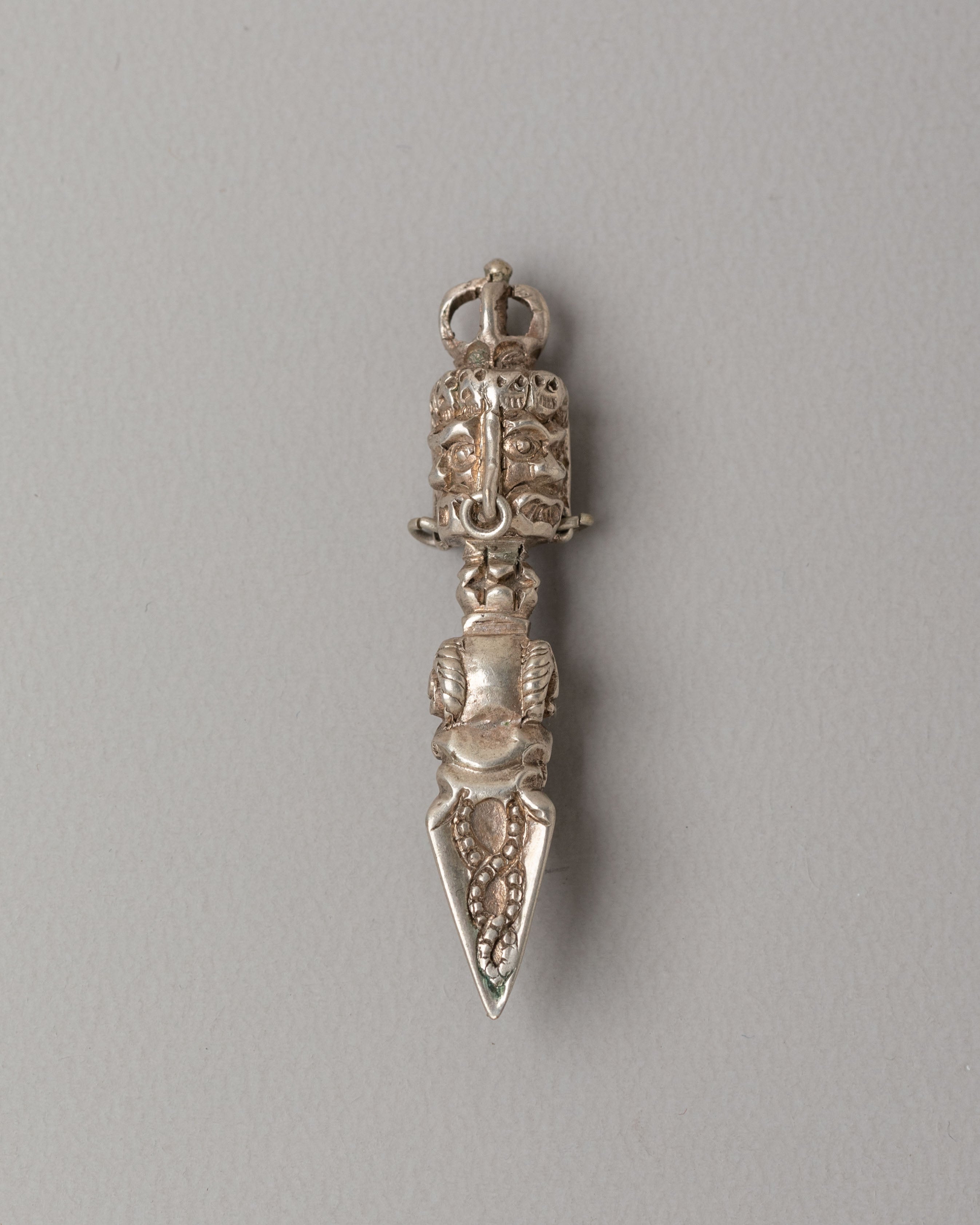 Handmade Phurba Locket | Silver & Zircon Sacred Talisman