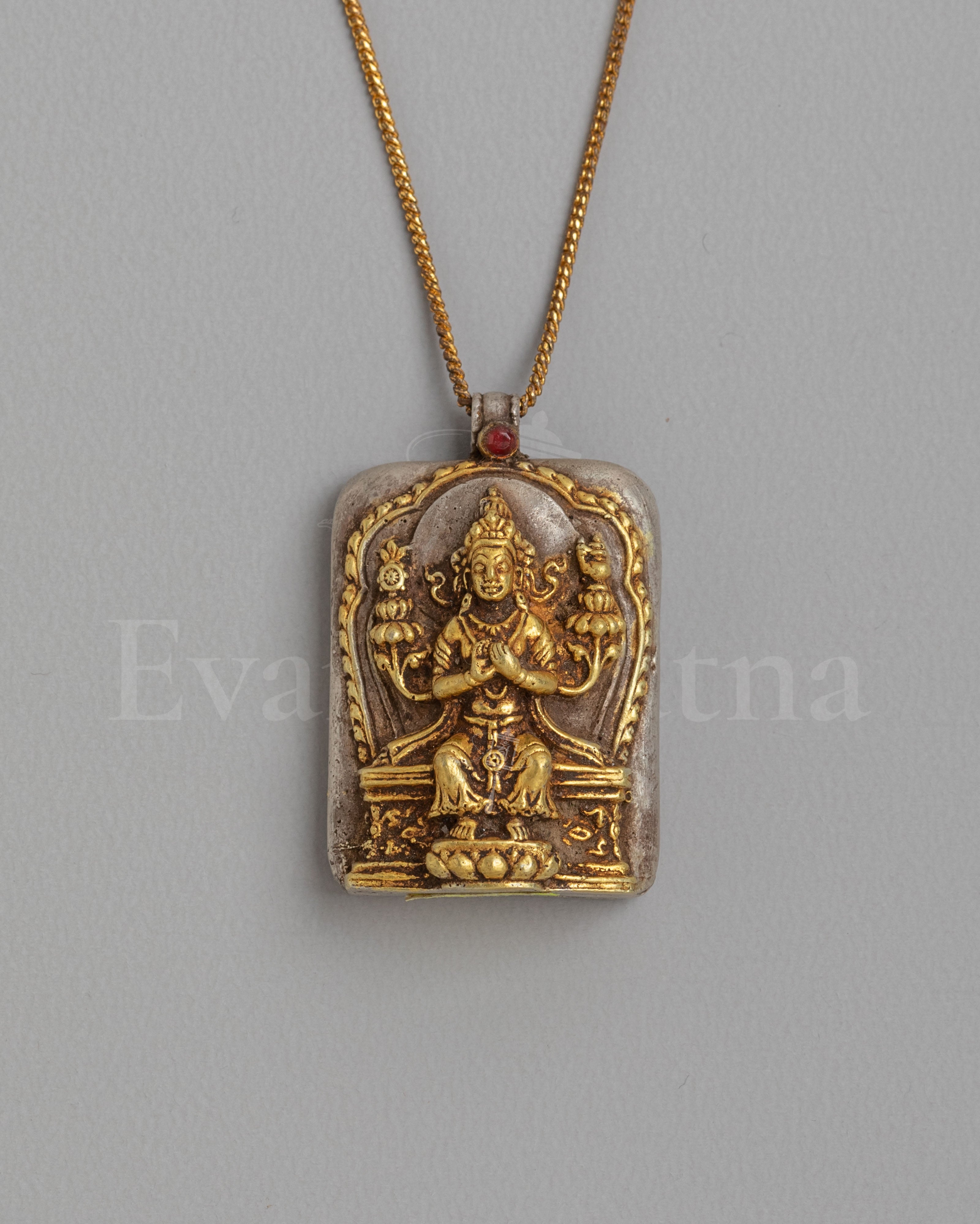 Buddhist Maitreya Locket | 92.5 Sterling Silver Fire Gilt Pendant