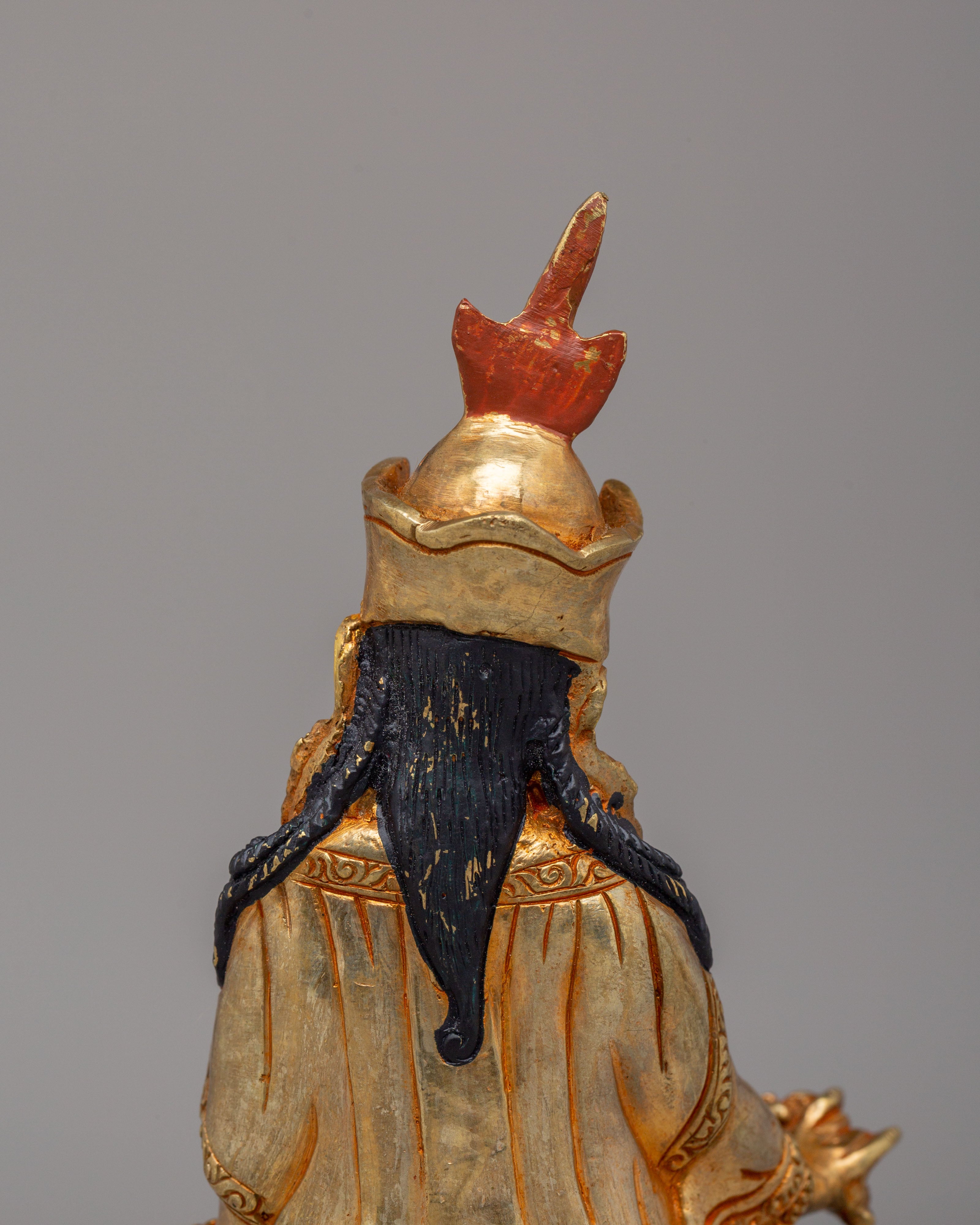 Handcrafted Guru Rinpoche Sculpture | Enlightened Master in 24K Gold Plated