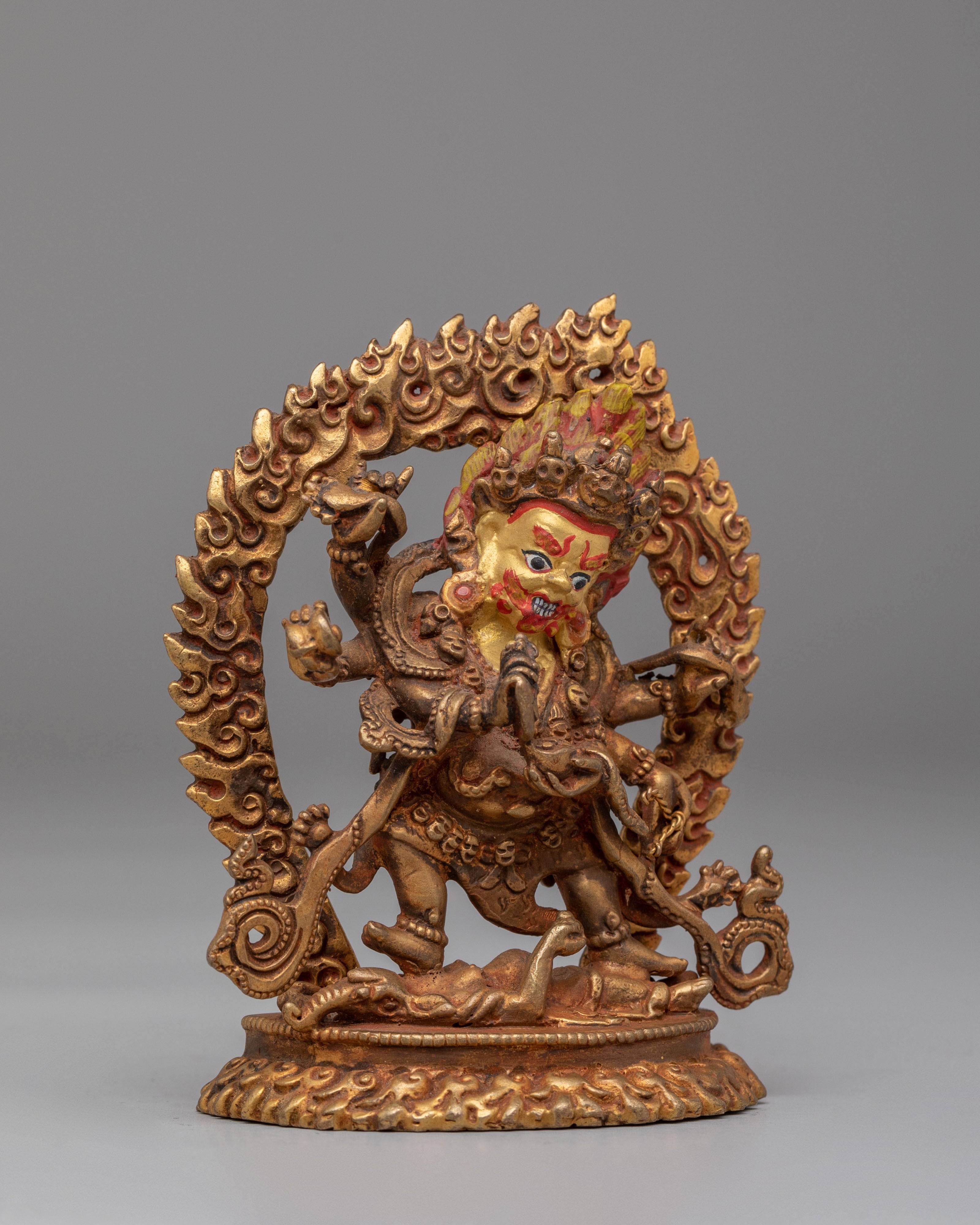 Six-Armed Mahakala Statue for Protection | Wrathful Deity Sculpture