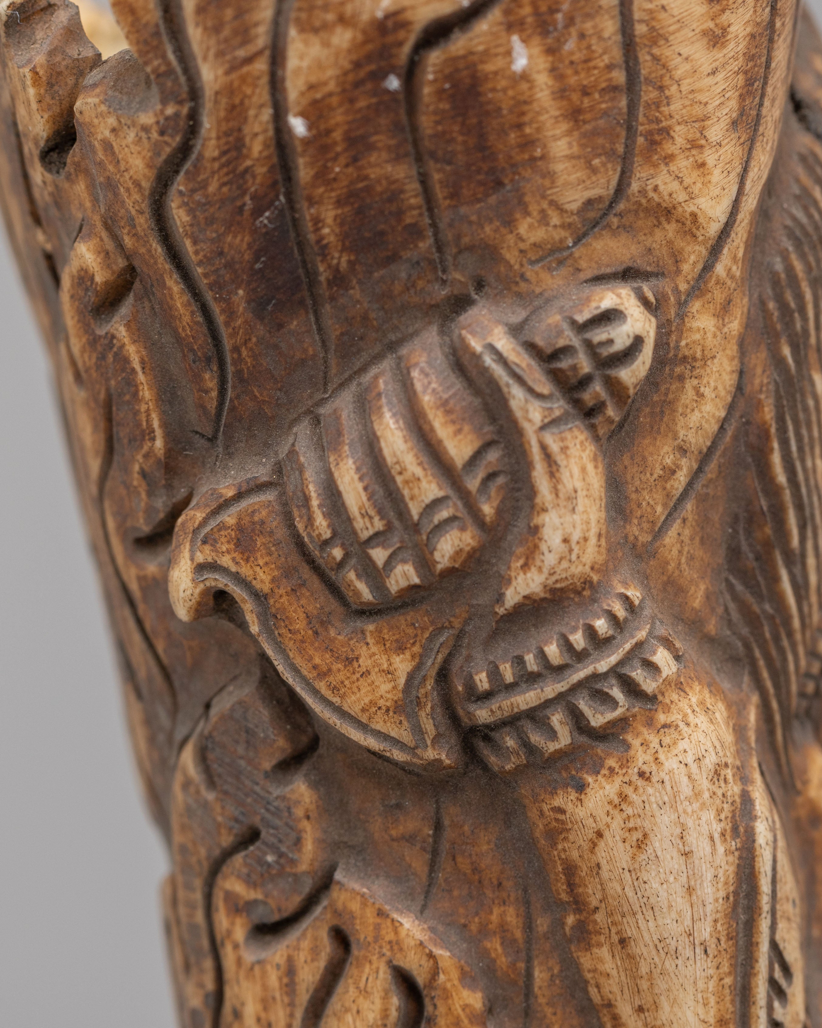 Handcrafted Mahakala Bone Stamp | Sacred Altar Art