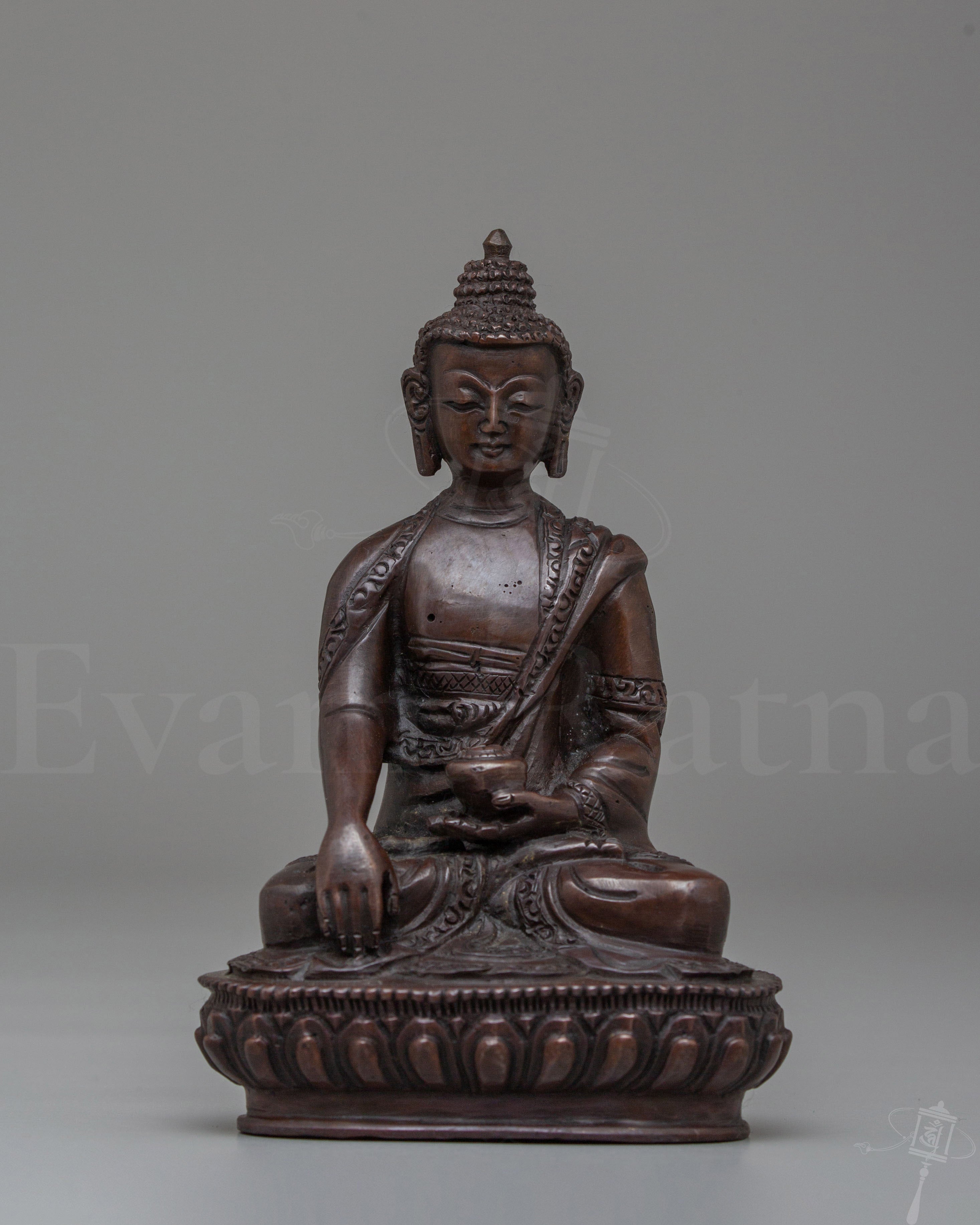 Oxidized Copper Shakyamuni Buddha Statue