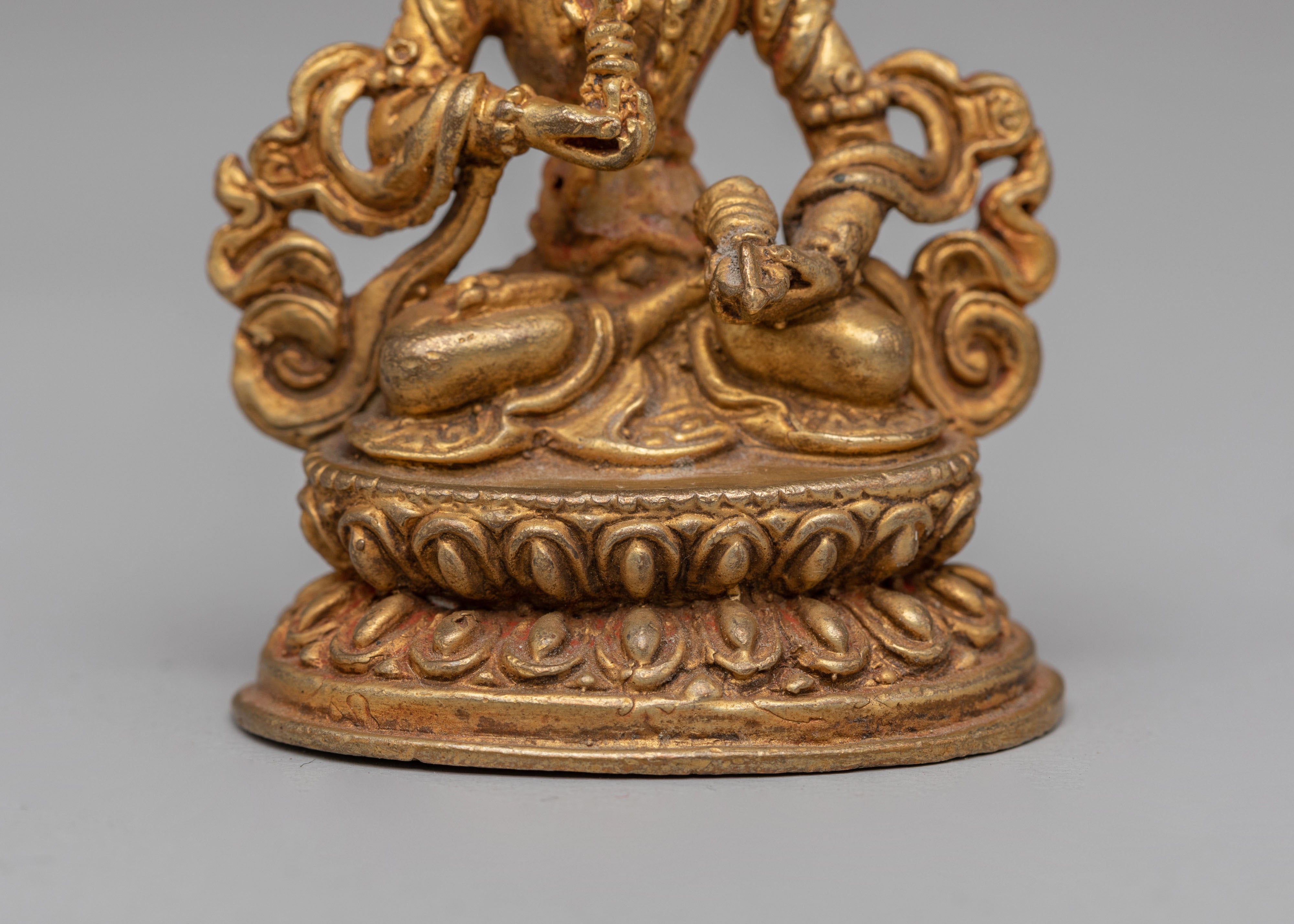 Traditional Altar Vajrasattva Statue | 24K Gold Plated Copper Buddhist Deity Figurine