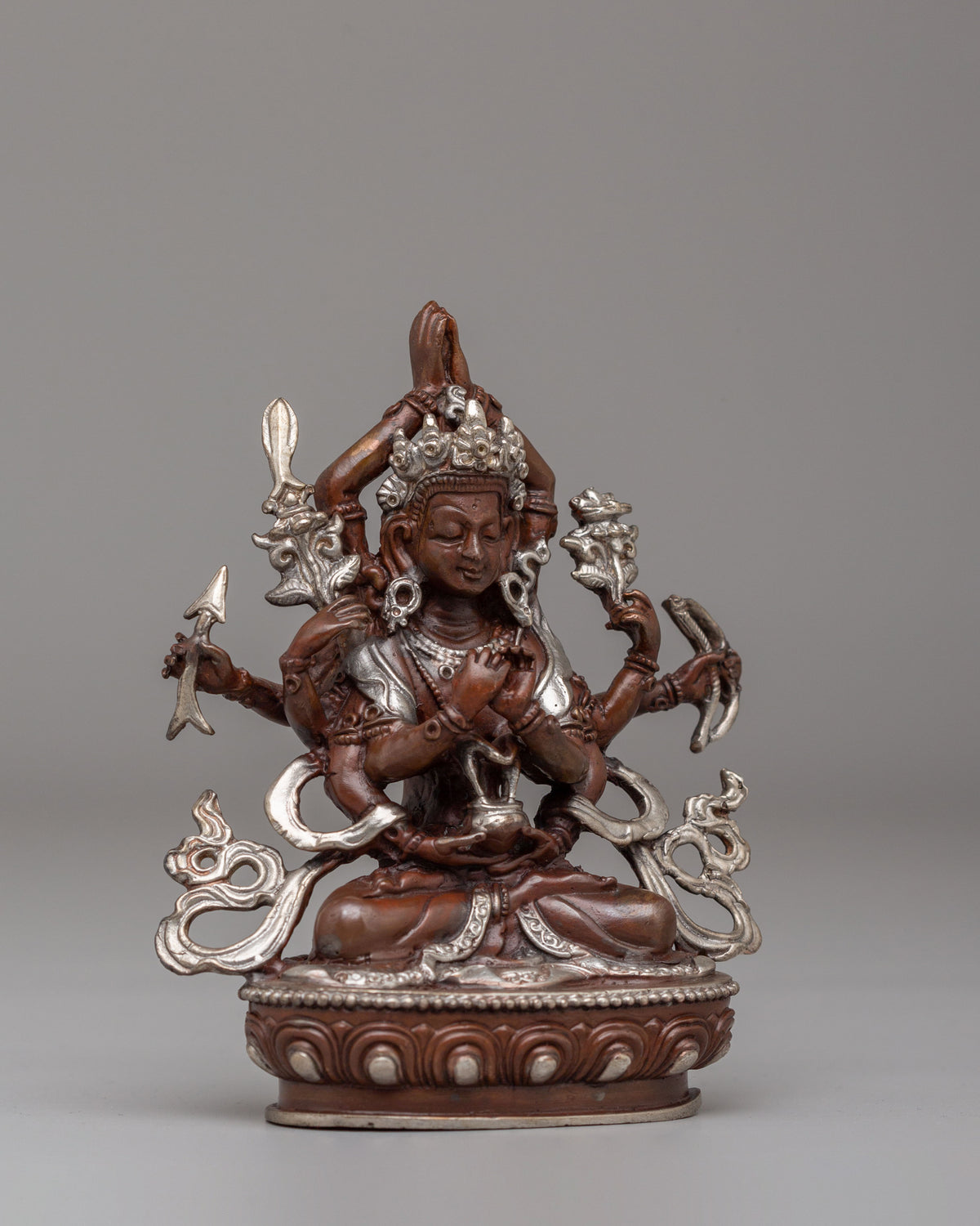 Handcrafted Tibetan Namasangiti Statue | Oxidized Copper Body with Silver Plating