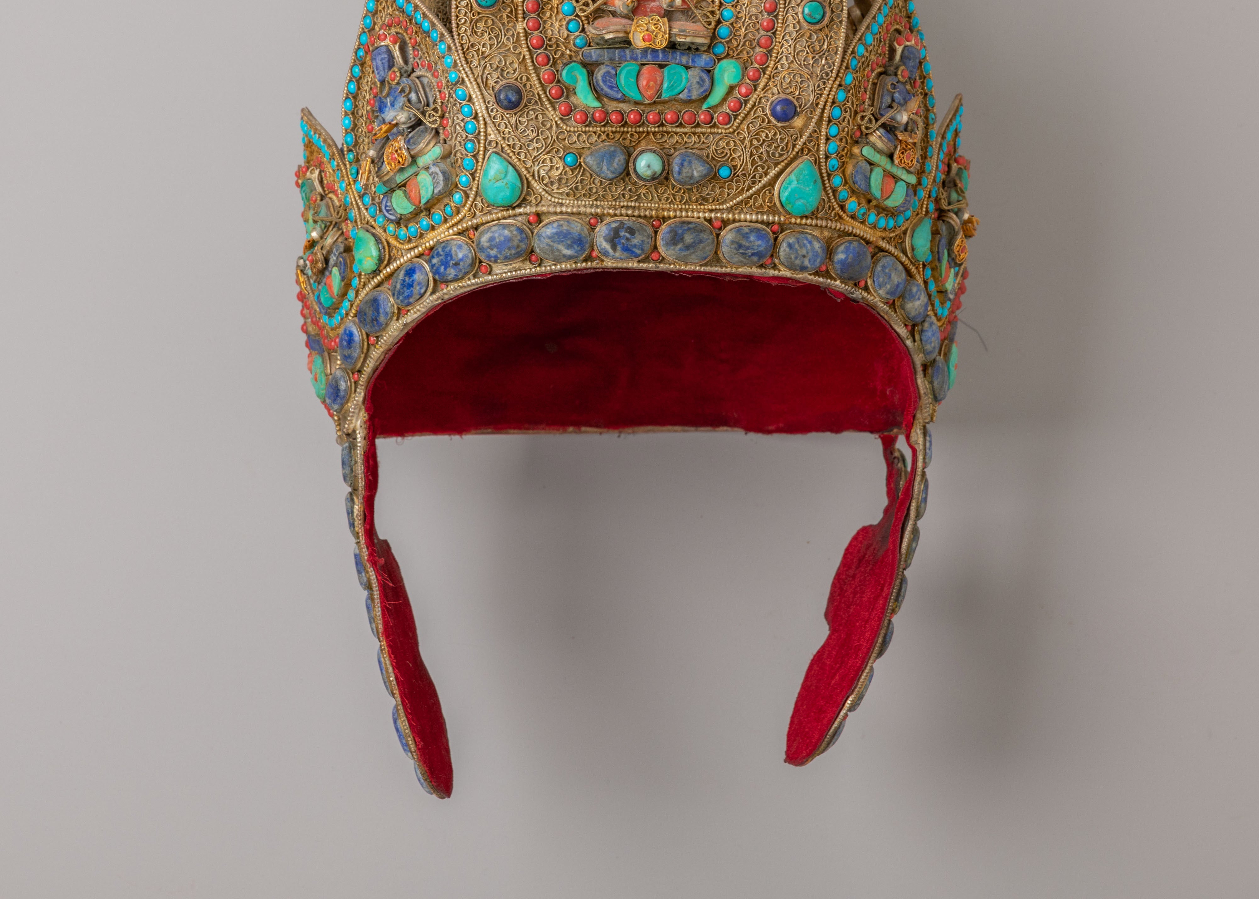 Himalayan Ceremonial Crown | Tibetan Ritual Headpiece for Monks and Spiritual Leaders