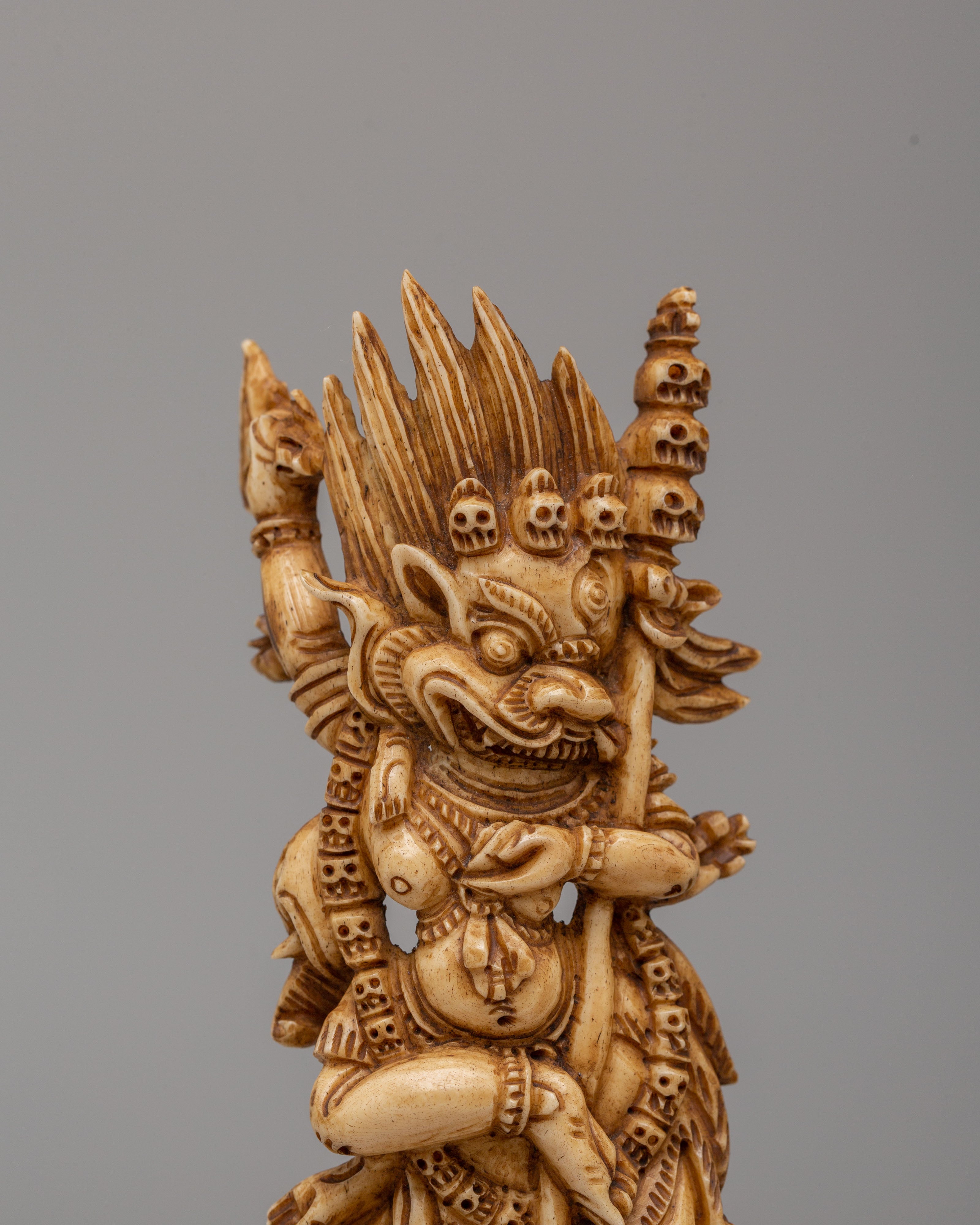 Sacred Simhamukha Bone Sculpture | Handcrafted Ritual Artifact