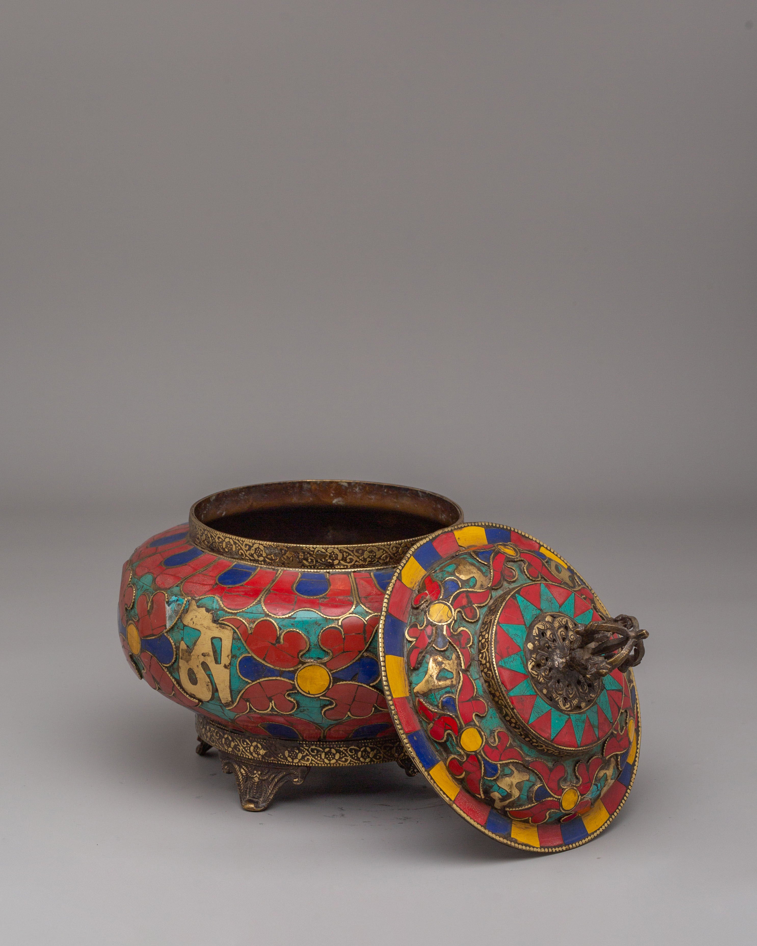 Handmade Sacred Offering Rice Pot | Tibetan Ritual Pot for Spiritual Ceremonies