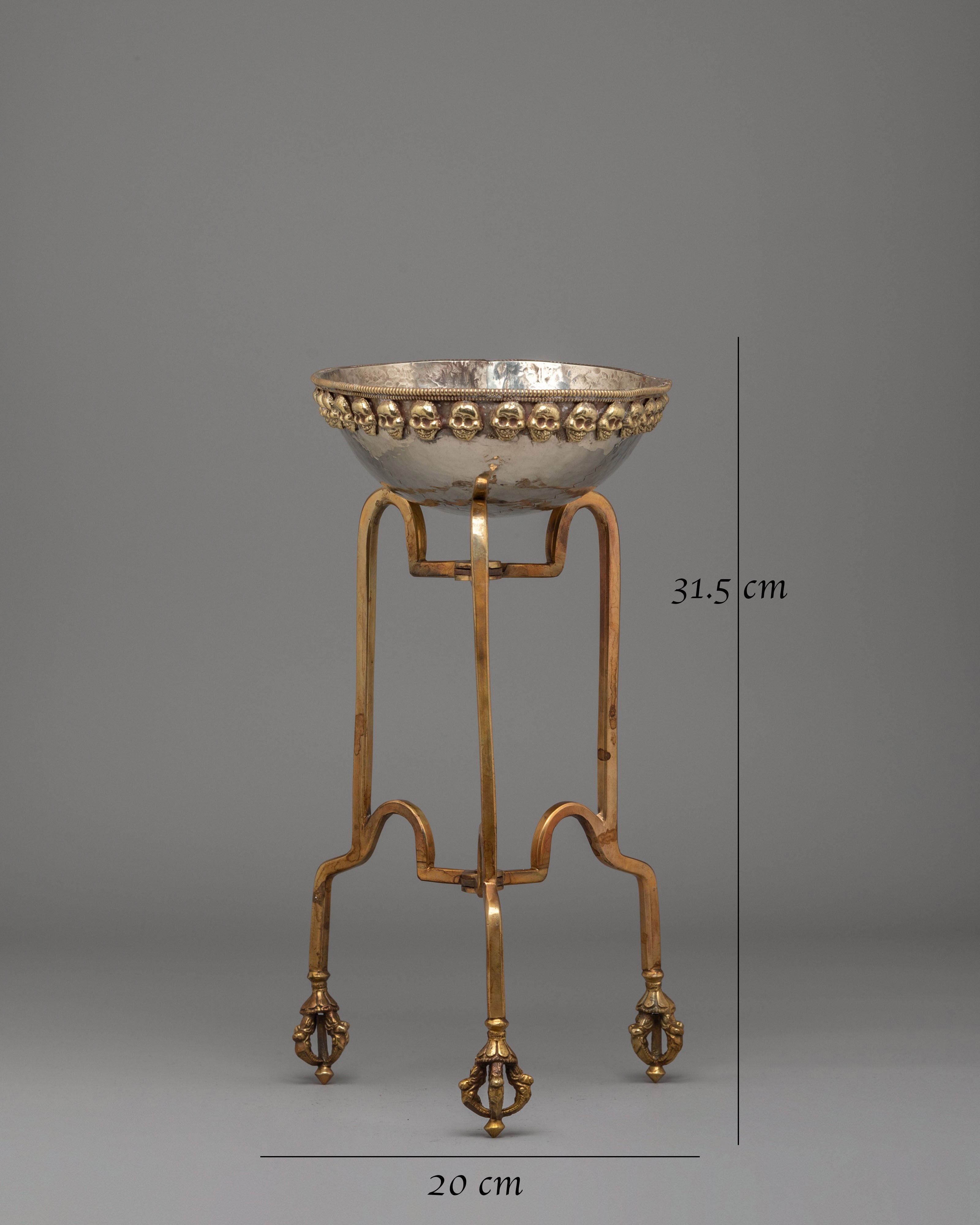 Buddhist Altar Kapala With Stand | Skull Cup for Tantric Rituals