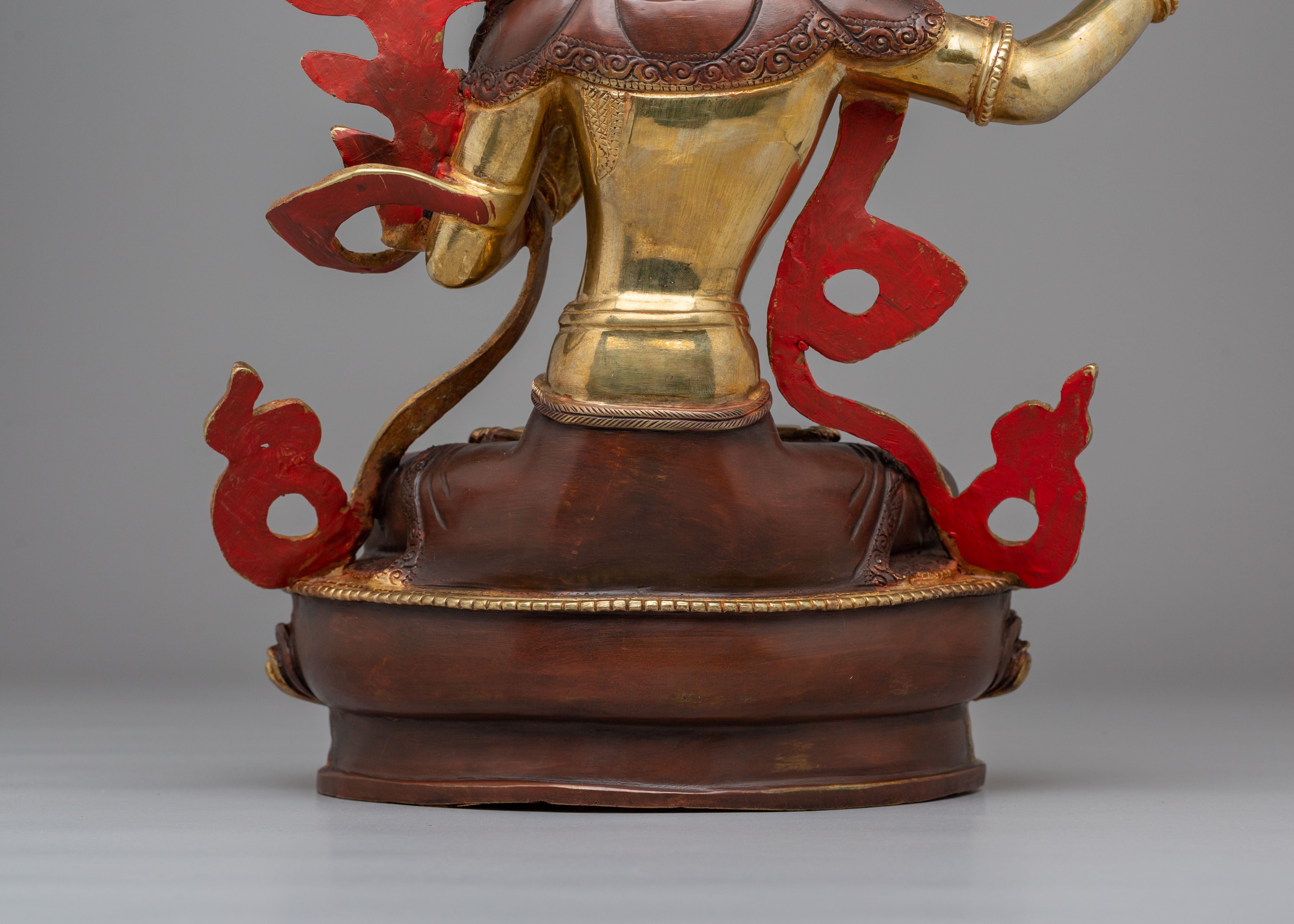 Spiritual Manjushri Altar Statue | 24K Gold Plated Tibetan Buddhist Deity