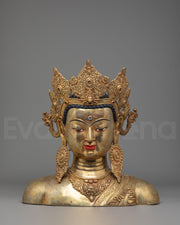 Crowned Buddha Head Altar Decor