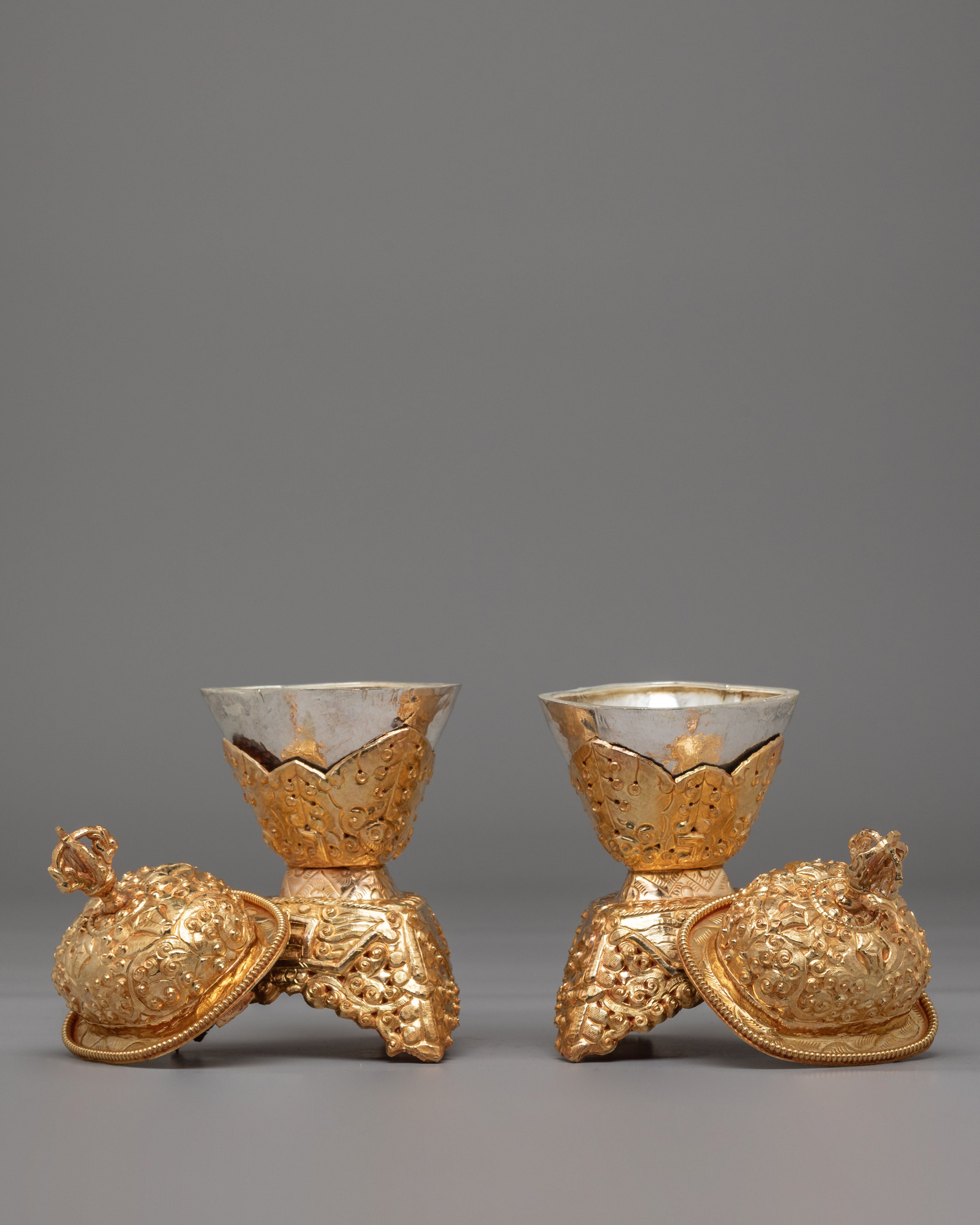 Ceremonial Ritual Kapala Set | Sacred Offering Vessels