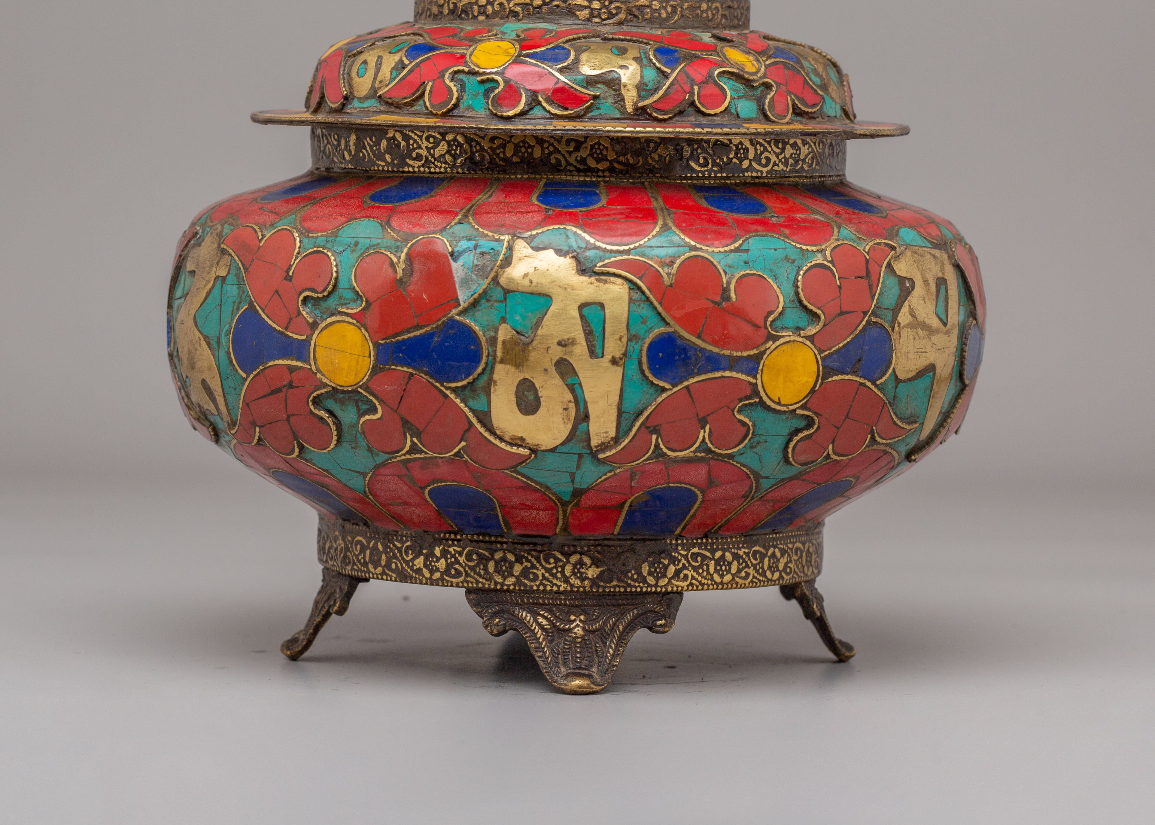 Handmade Sacred Offering Rice Pot | Tibetan Ritual Pot for Spiritual Ceremonies