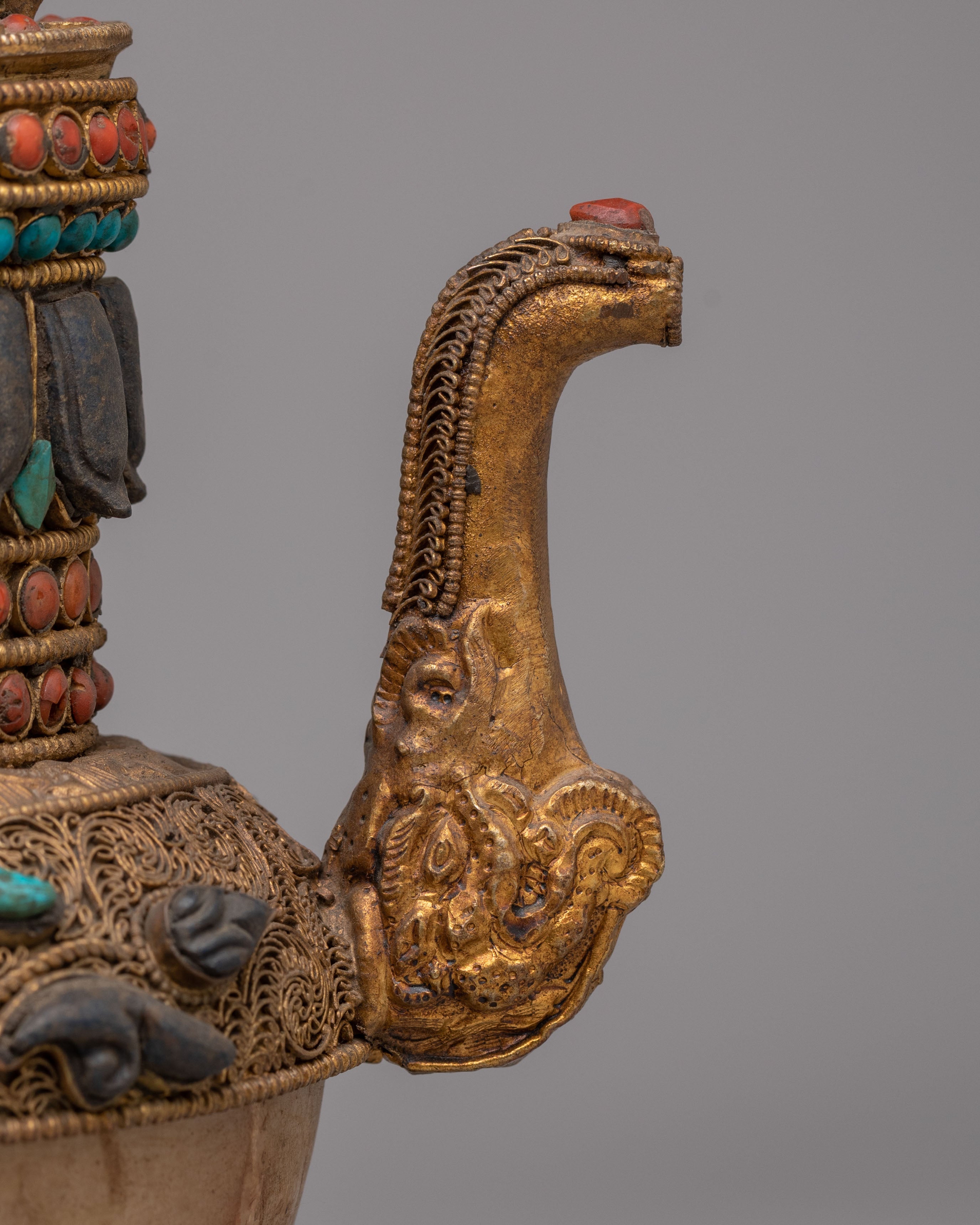 Decorative Handcrafted Teapot | Gemstone & Crystal Copper Teapot