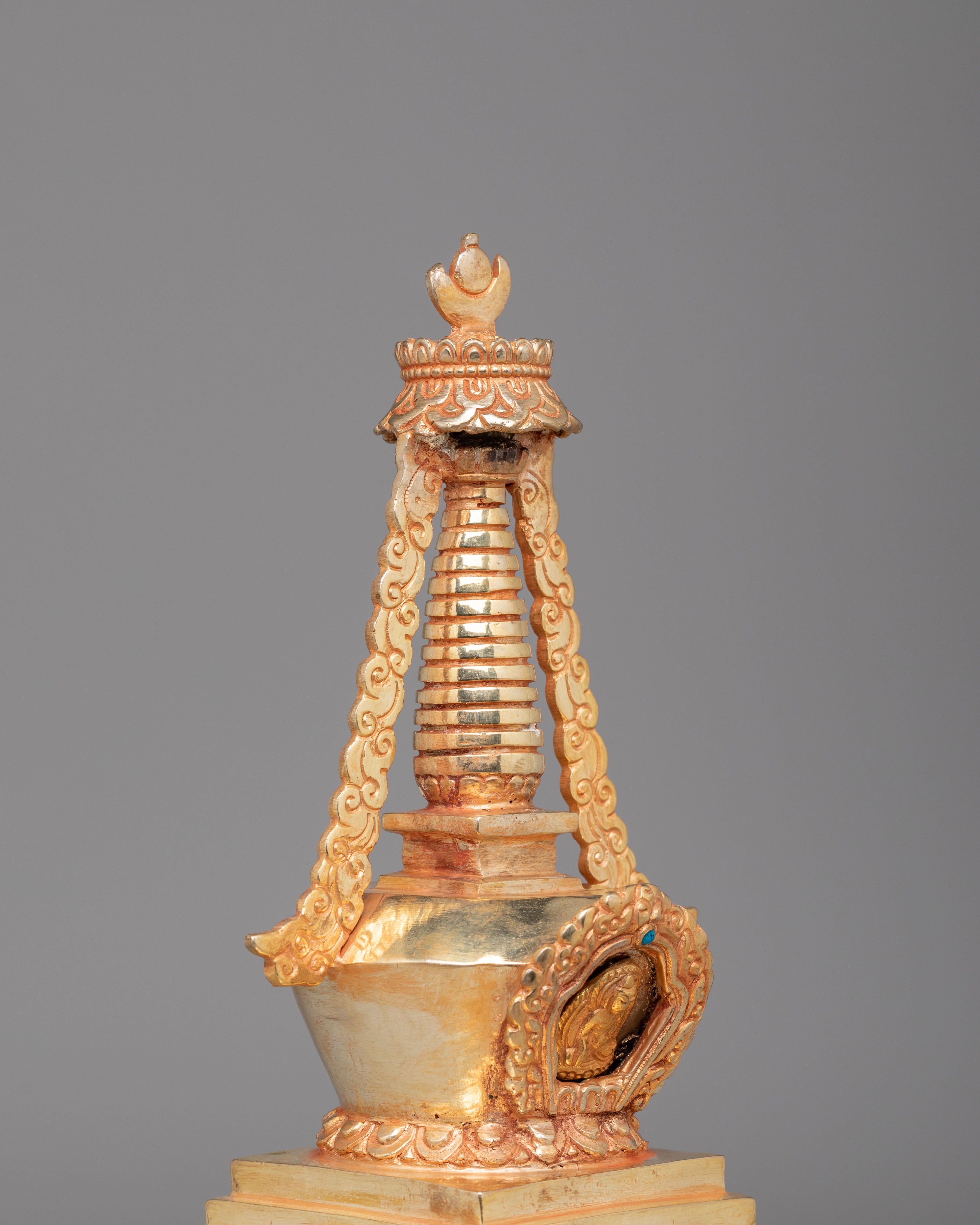 Gold Plated Enlightenment Stupa | Buddhist Stupa for Meditation