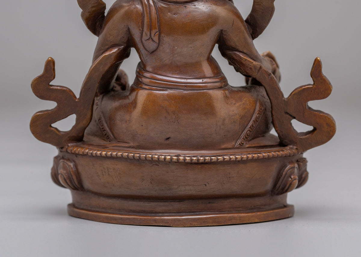 Tibetan Buddhist Dzambhala Statue | Oxidized Copper Buddhist Wealth Deity Sculpture