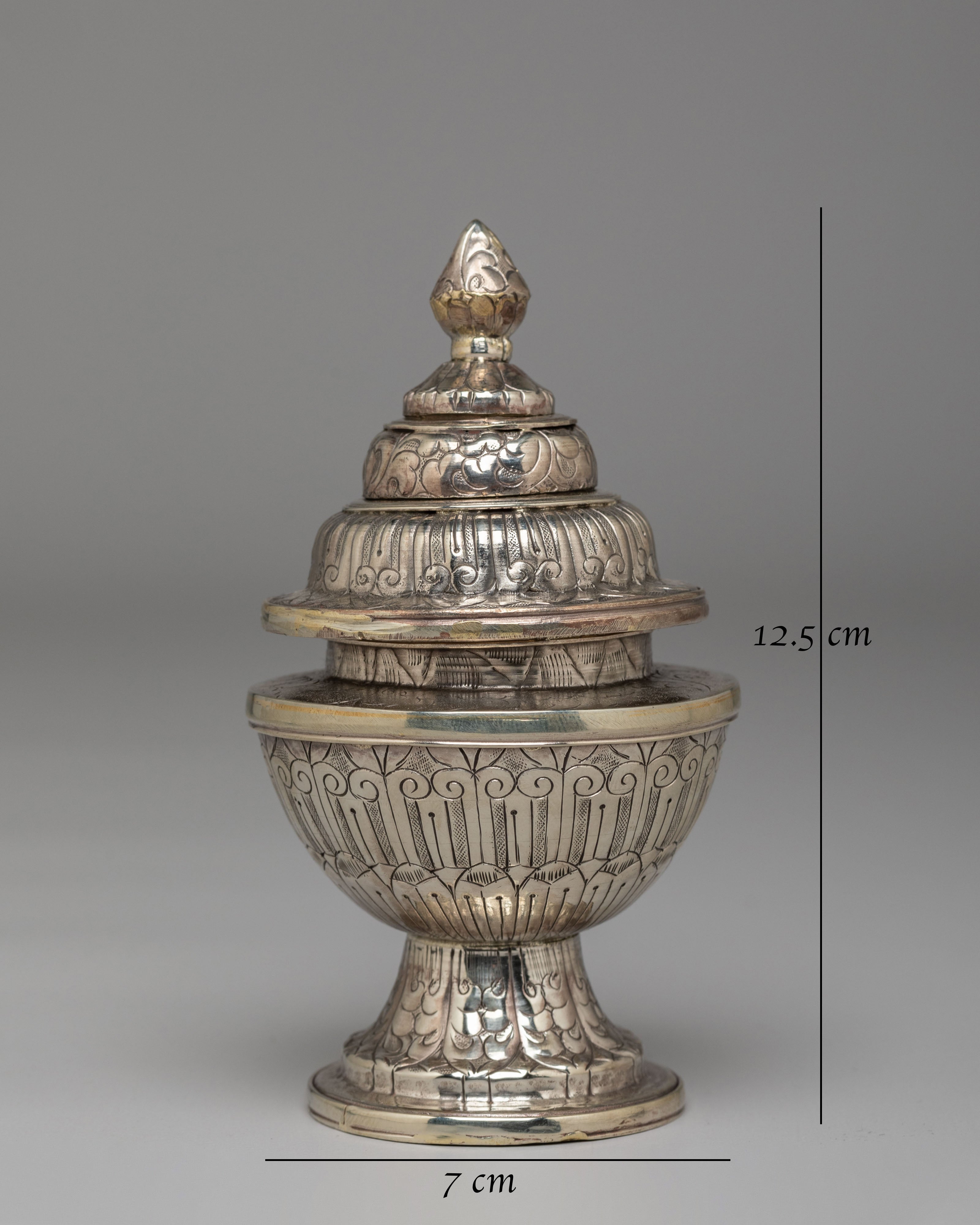 Himalayan Buddhist Offering Rice Pot | Sacred Altar Pot for Ritual Offerings