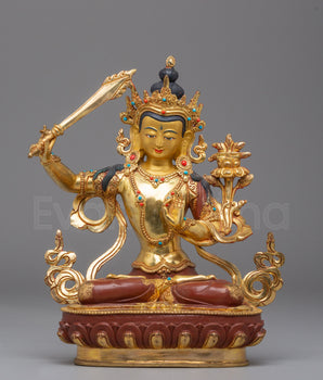 Handcrafted Tibetan Manjushri Bodhisattva Figurine 