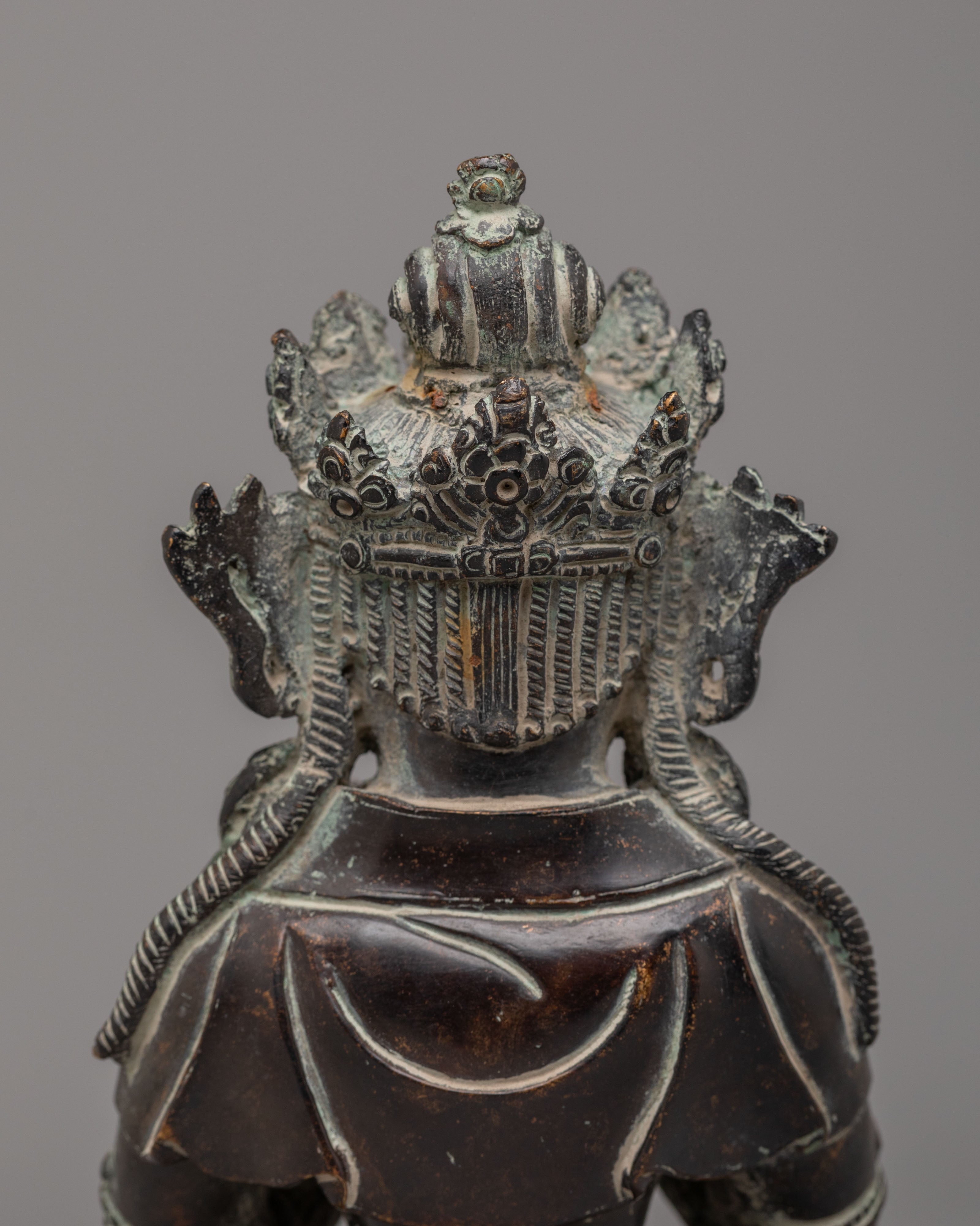 Traditional Akasagarbha Statue | Oxidized Copper Buddhist Sculpture