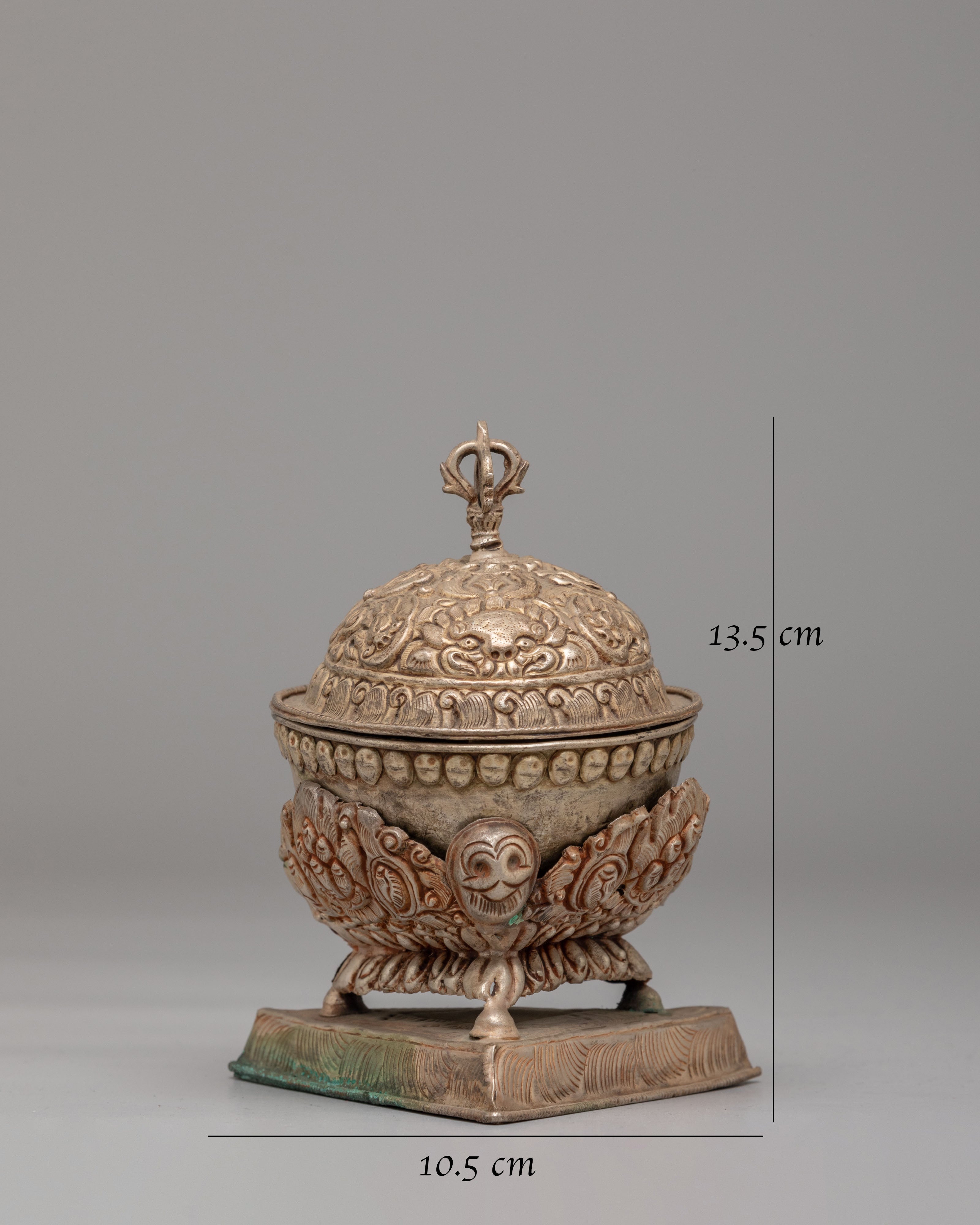 Kapala Vessel for Sacred Offerings | Silver Plated Ritual Bowl