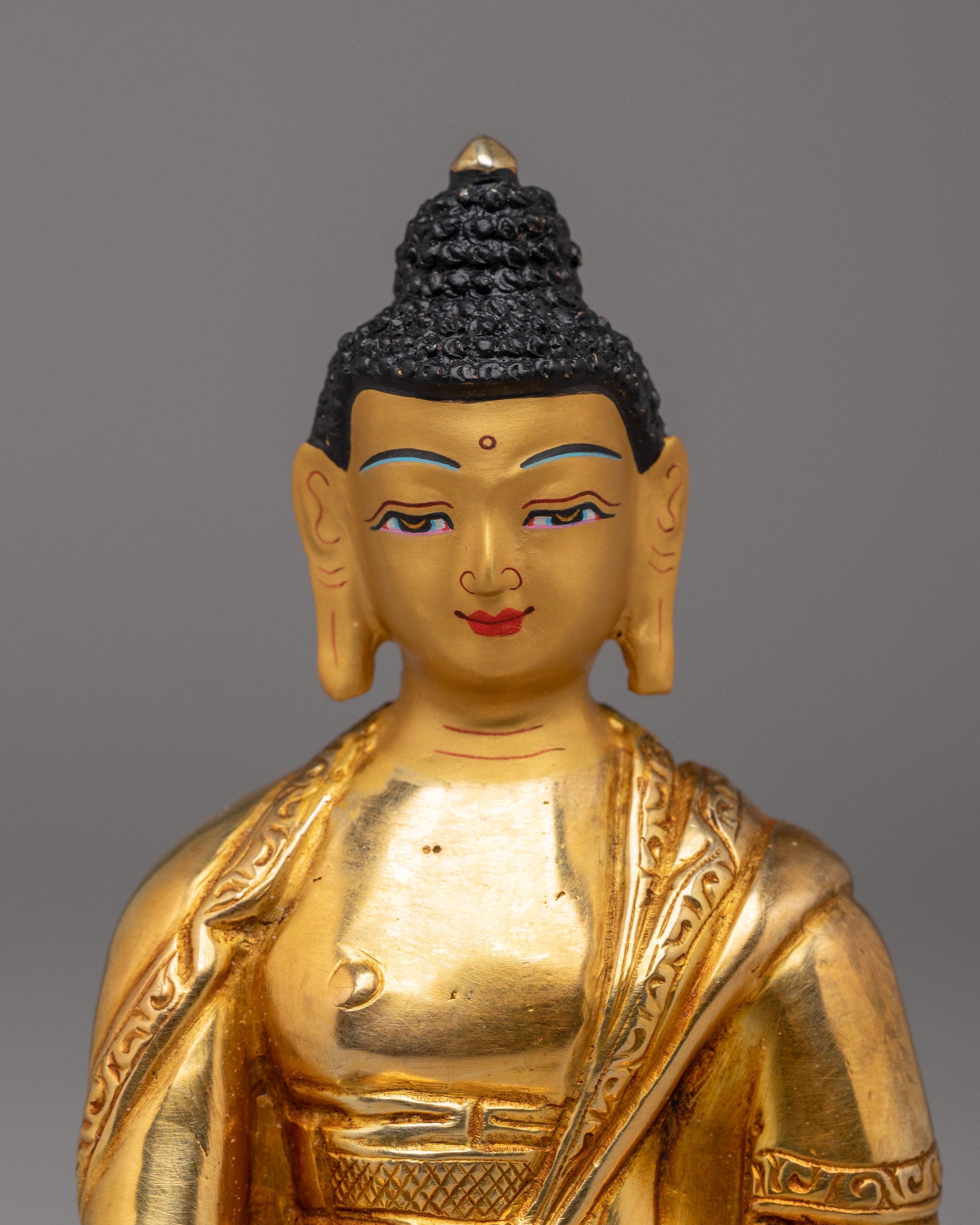 Scared Shakyamuni Buddha Sculpture | Gold Plated Meditation Altar Decor