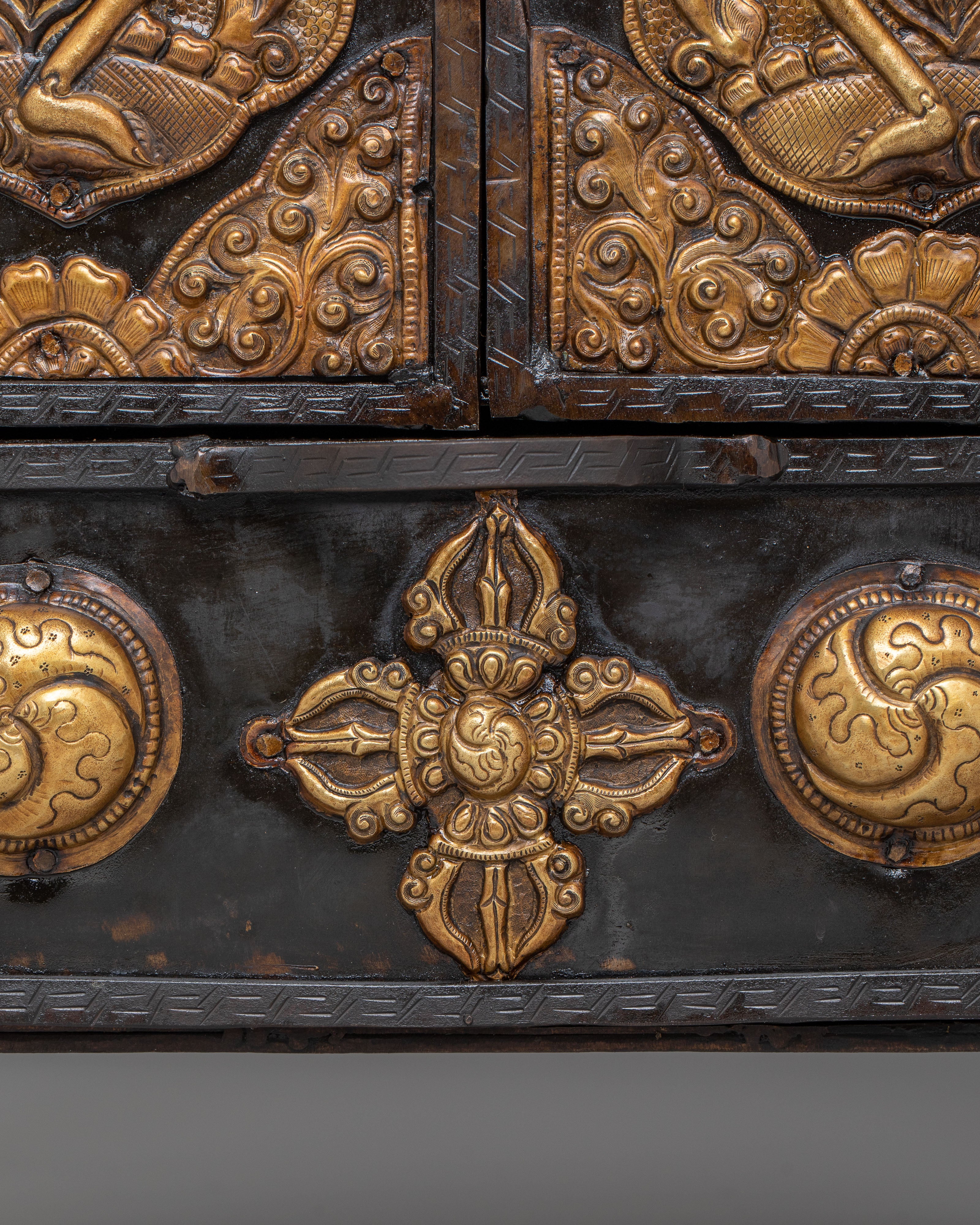 Tibetan Altar Box with Chitipati Motif | Handcrafted Sacred Decor
