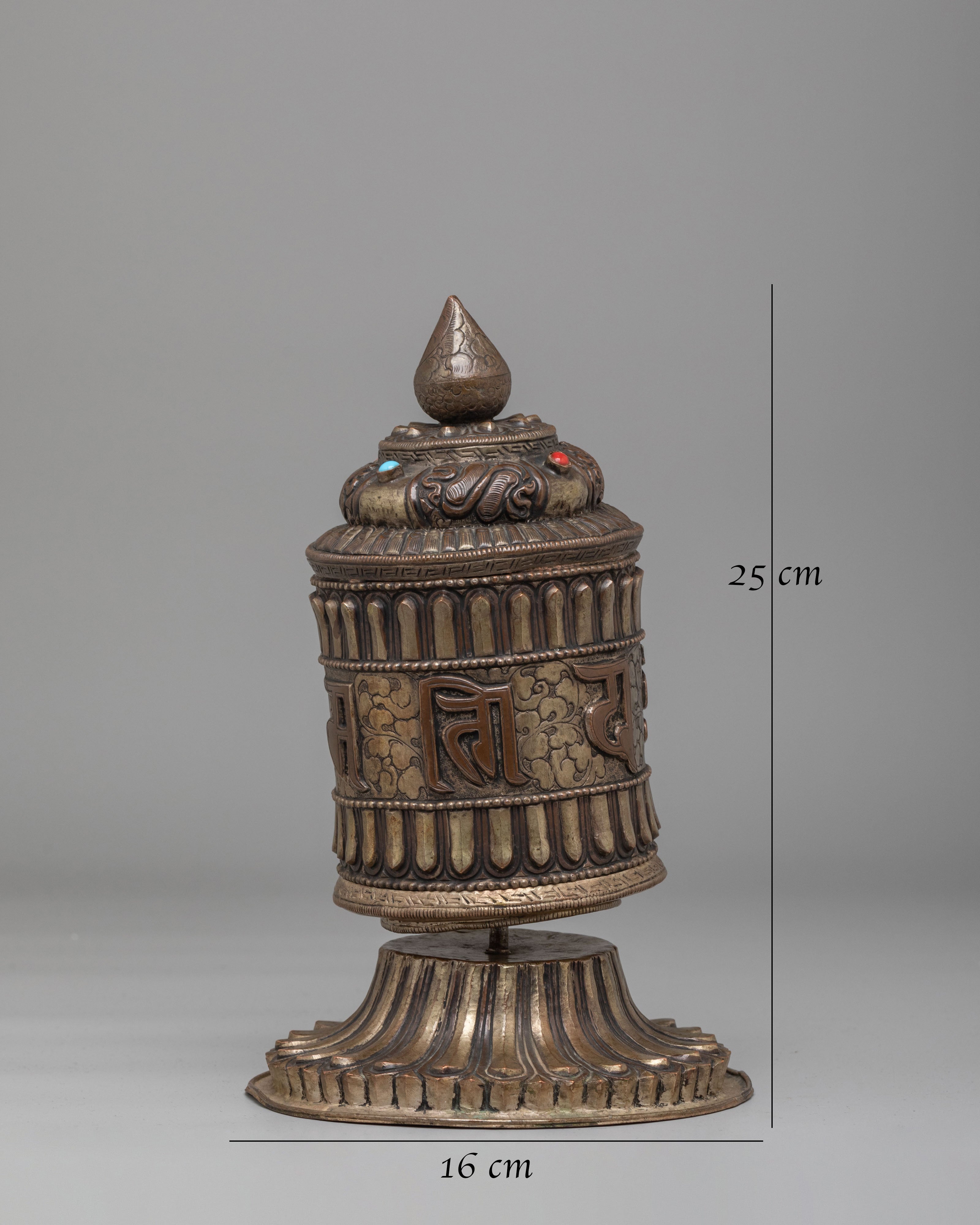 Tibetan Altar Mantra Prayer Wheel | Tibetan Copper Ritual Tool