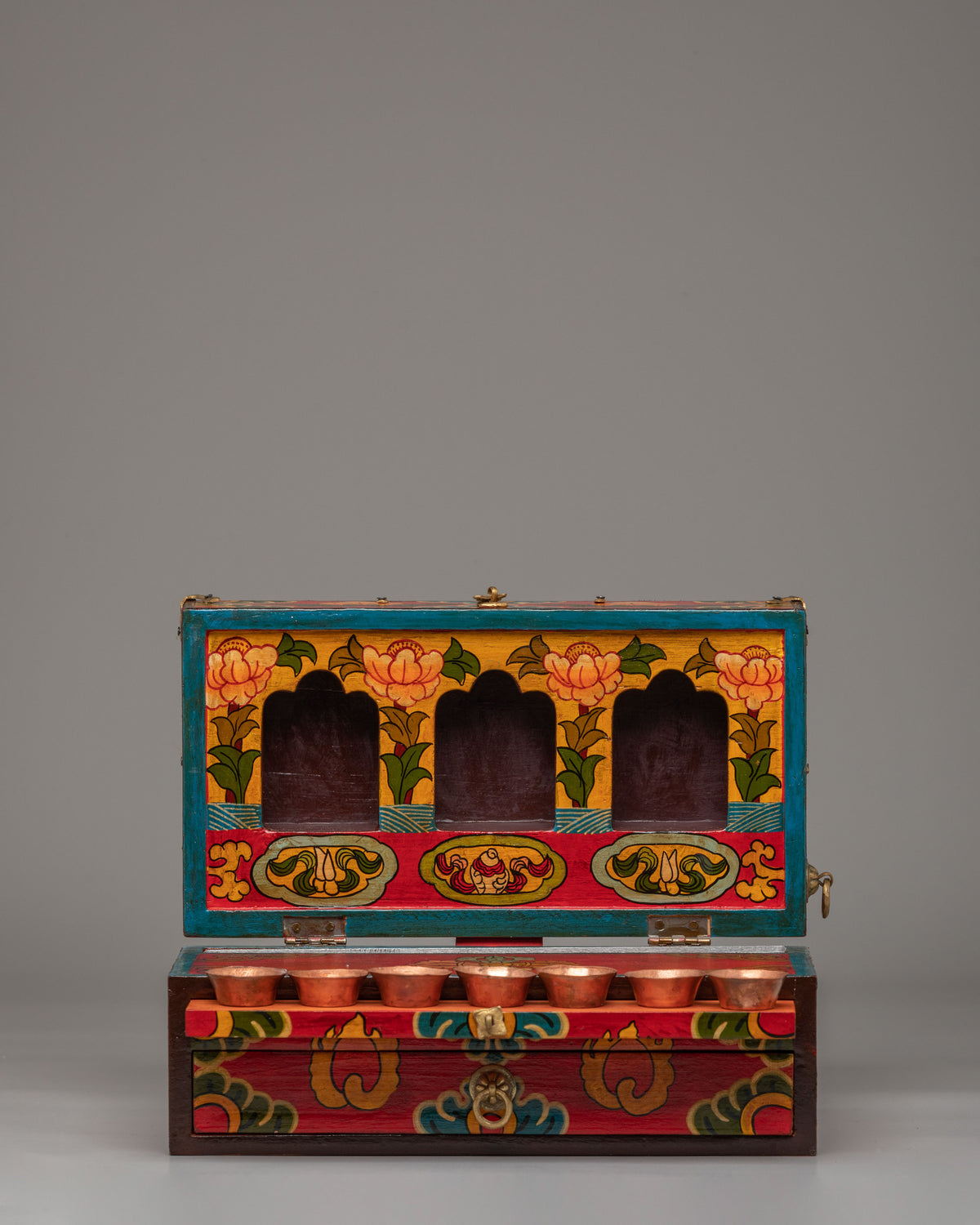 Tibetan Altar Box with Statue | Perfect for Meditation & Spiritual Decor