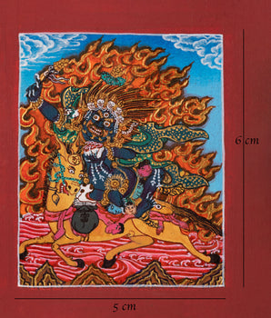 Traditional Palden Lhamo Thangka for Locket | Sacred Tibetan Protector Art