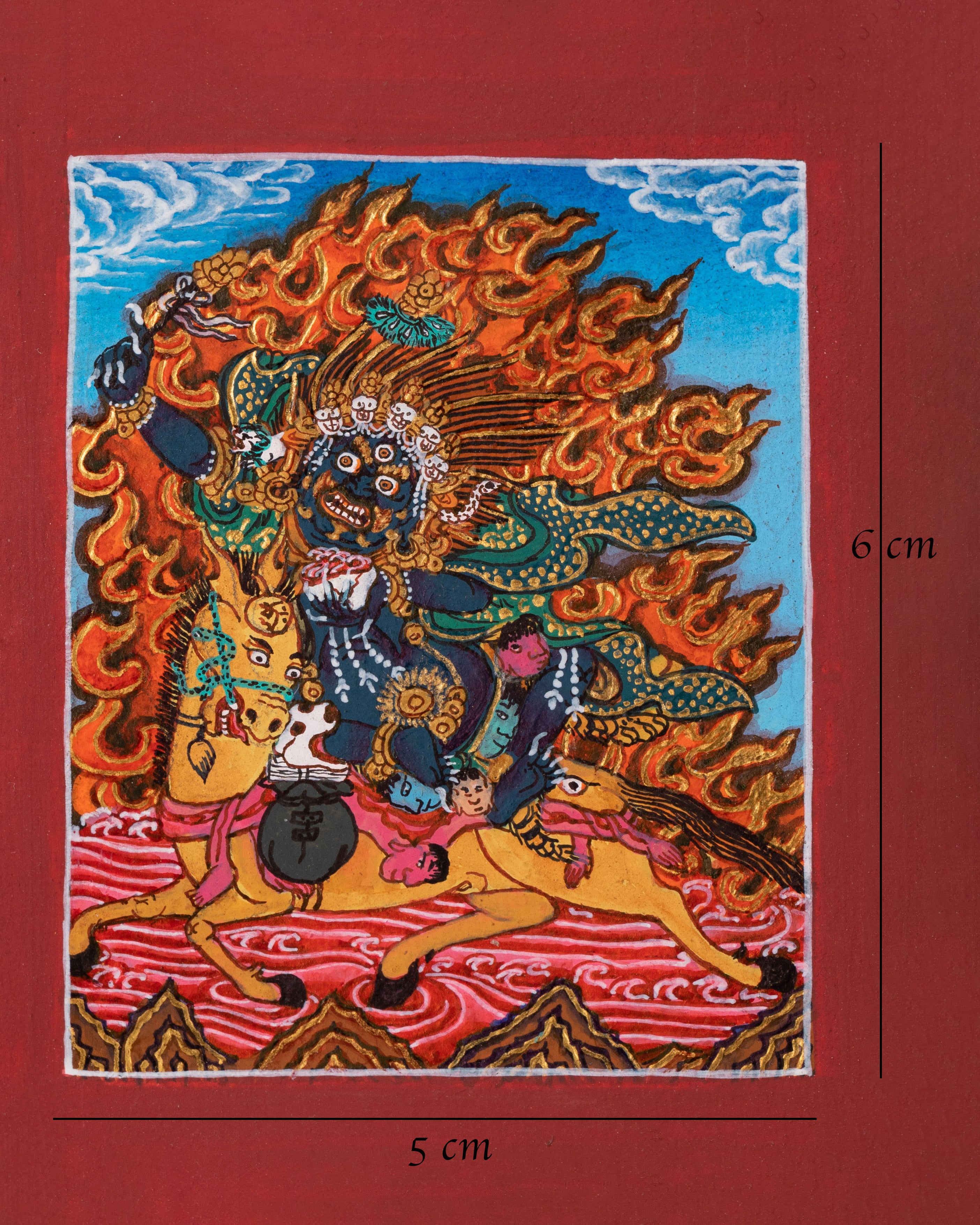 Traditional Palden Lhamo Thangka for Locket | Sacred Tibetan Protector Art