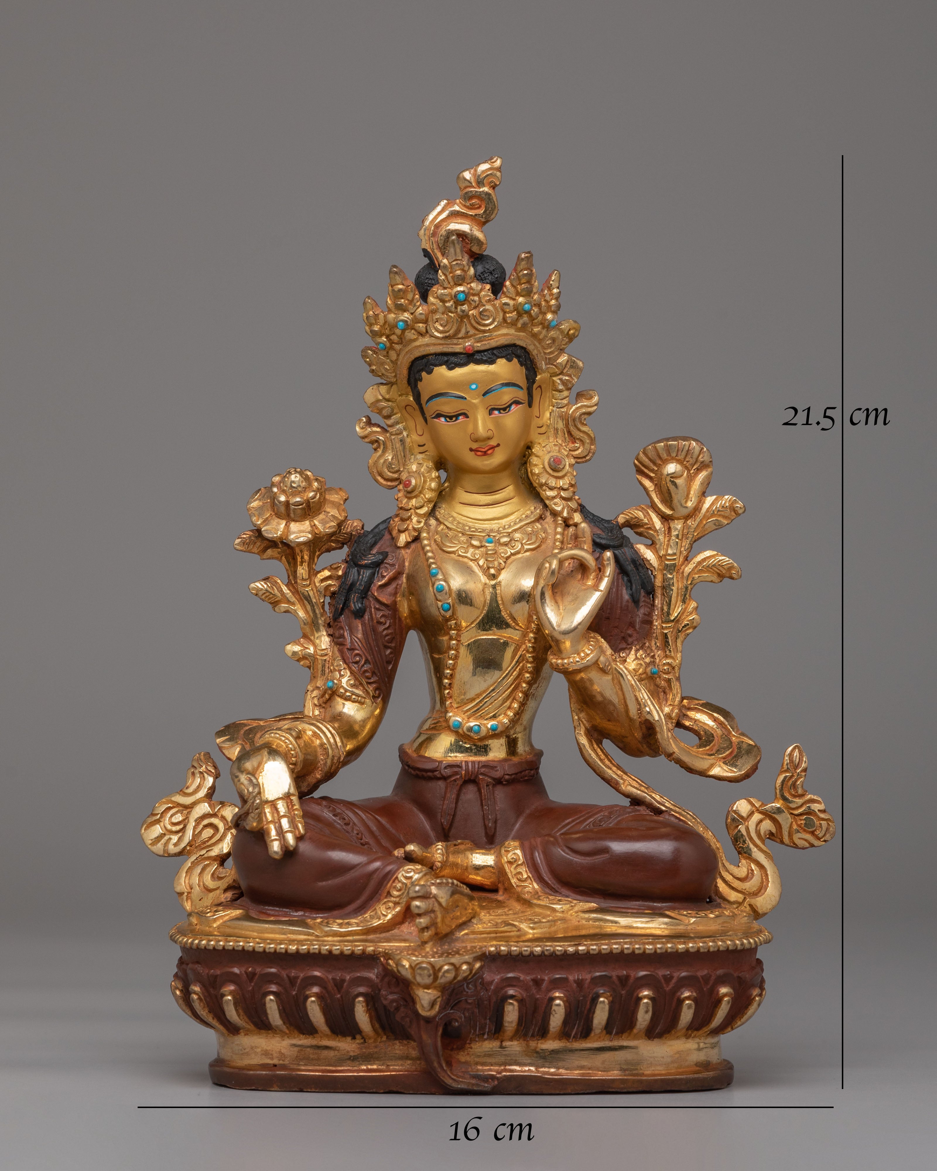 Handmade Green Tara Goddess Statue | Tibetan Spiritual Decor