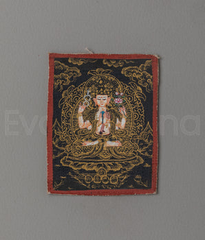 Handmade Chenrezig Thangka for Locket | Spiritual Jewelry