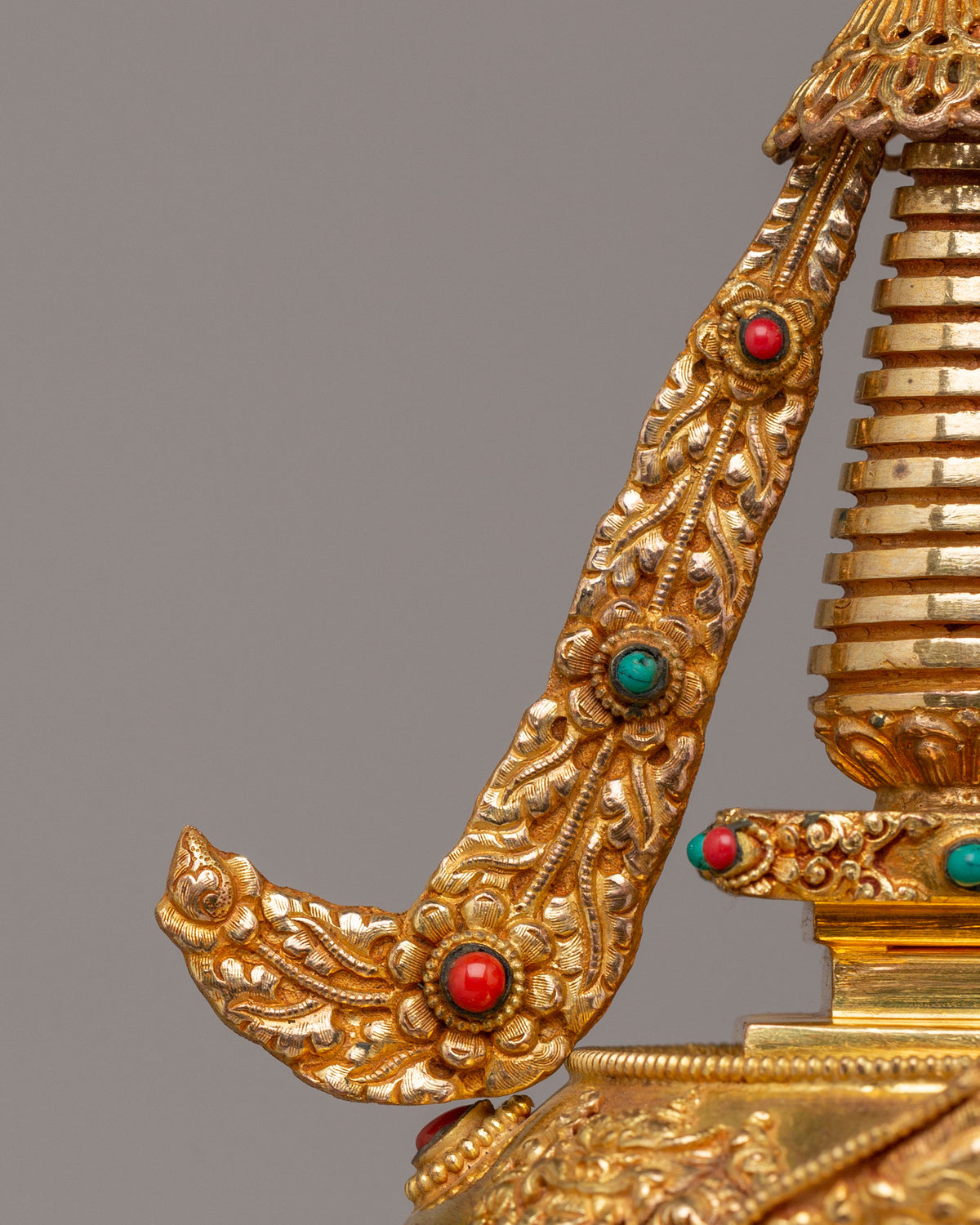 Tibetan Ritual Enlightenment Stupa | Gold Plated Copper Stupa