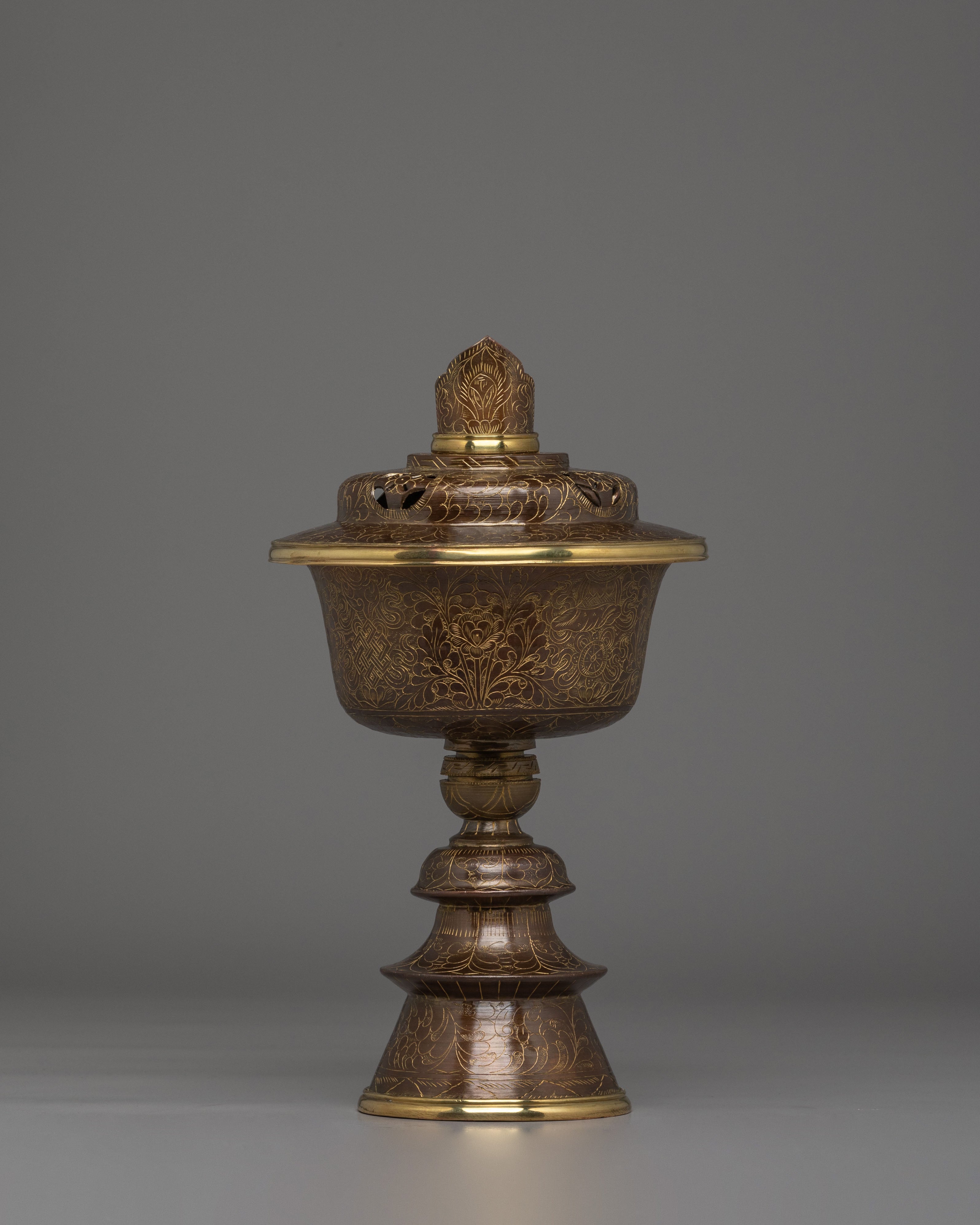 Spiritual Butter Lamp Set for Offerings | Brass & Copper Offering Lamps