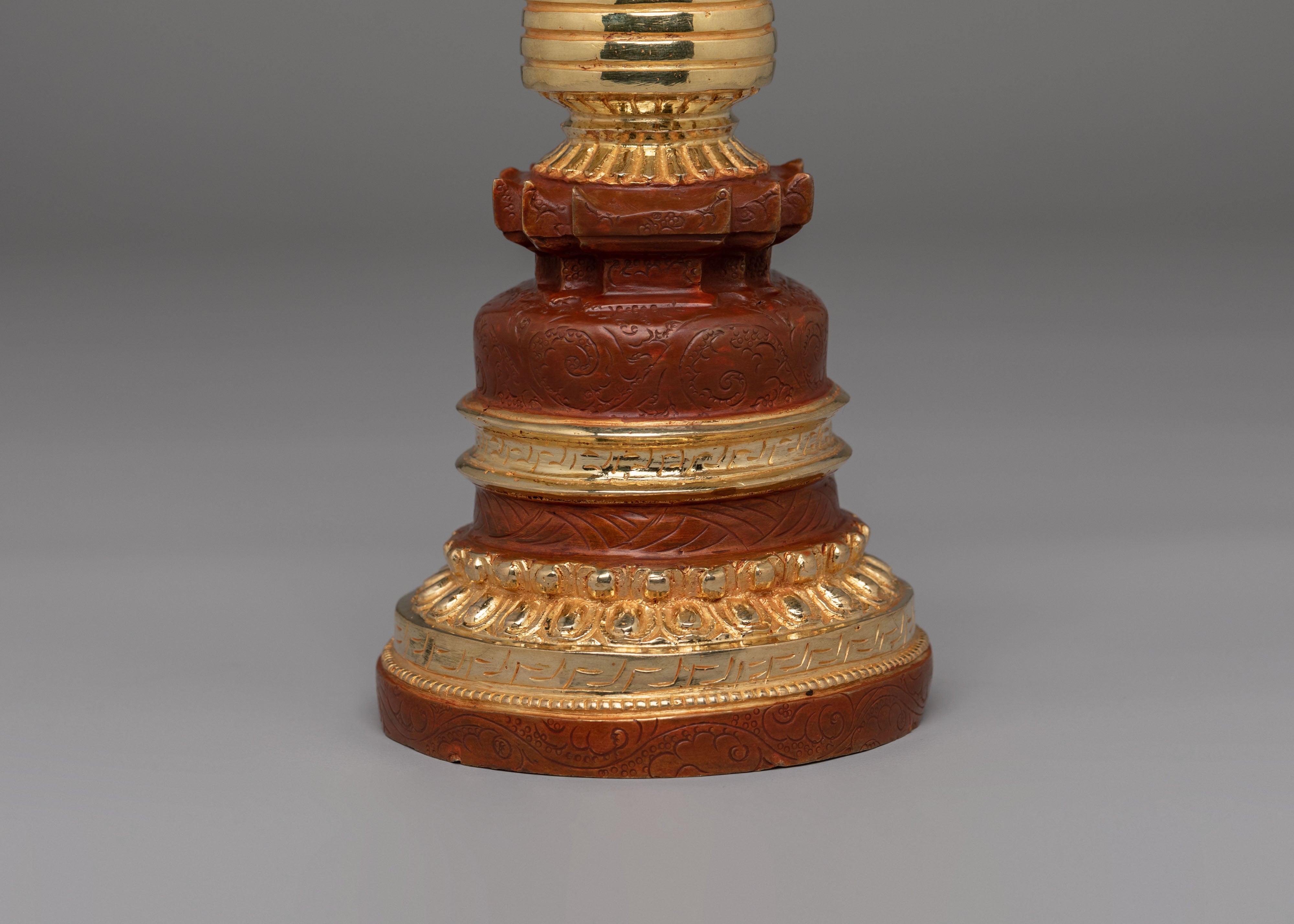 Handmade Buddhist Kadampa Stupa | Copper Body with Gold Plating