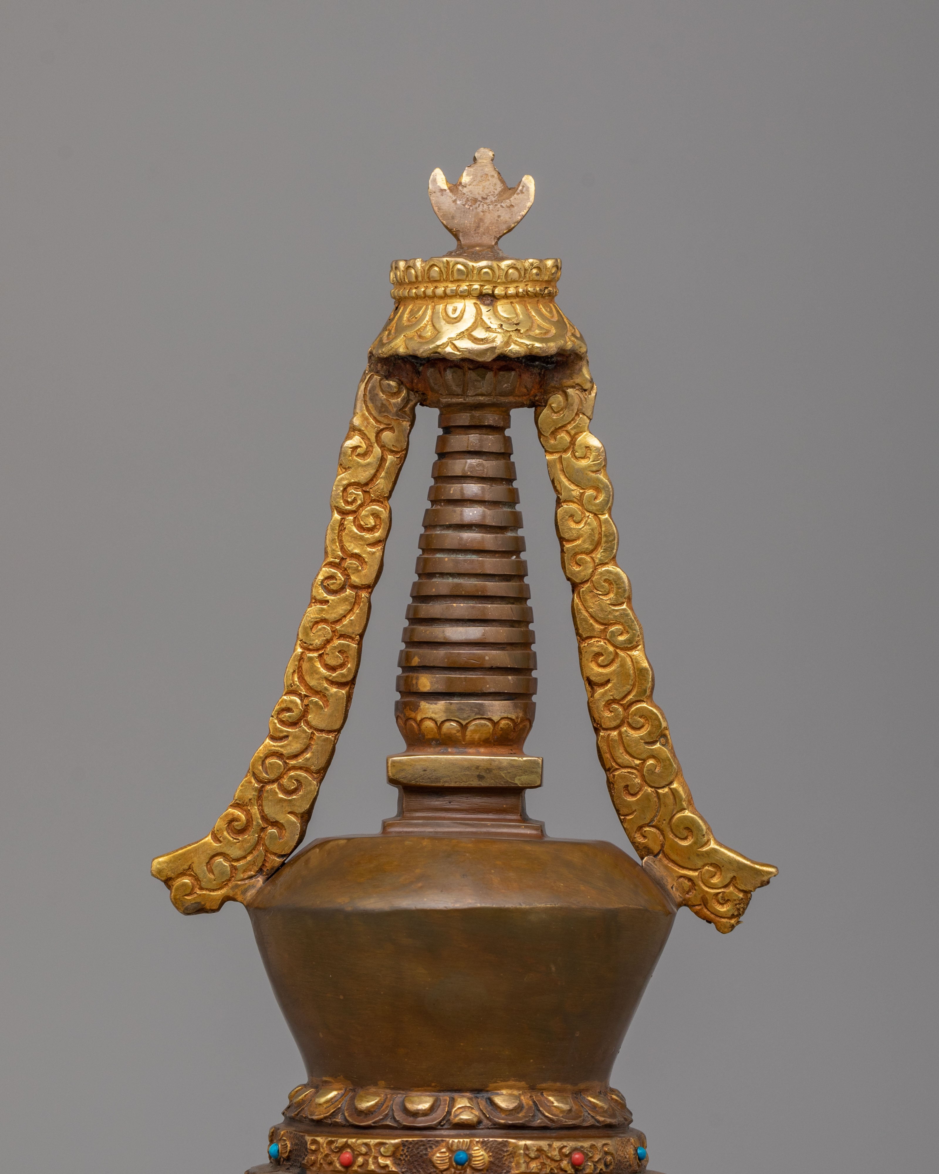Handcrafted Lotus Blossom Stupa | Sacred Buddhist Decor
