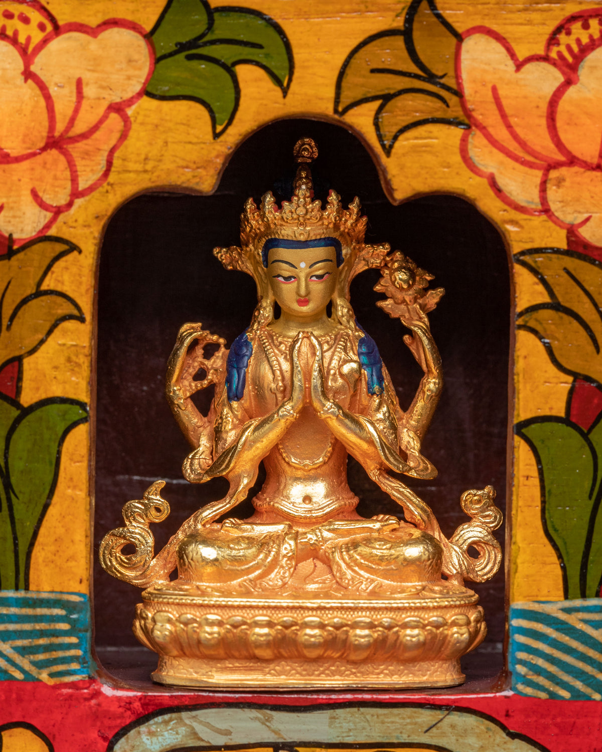 Tibetan Altar Box with Statue | Perfect for Meditation & Spiritual Decor