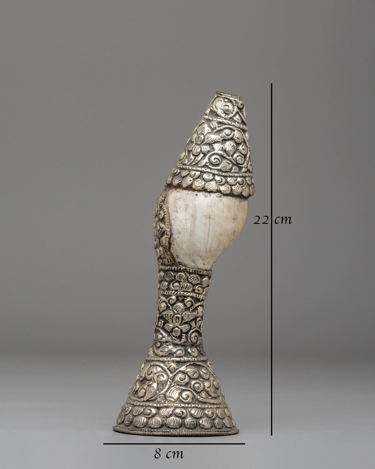 Tibetan Stamp for Rituals | Silver & Conch Shell Buddhist Ritual Object