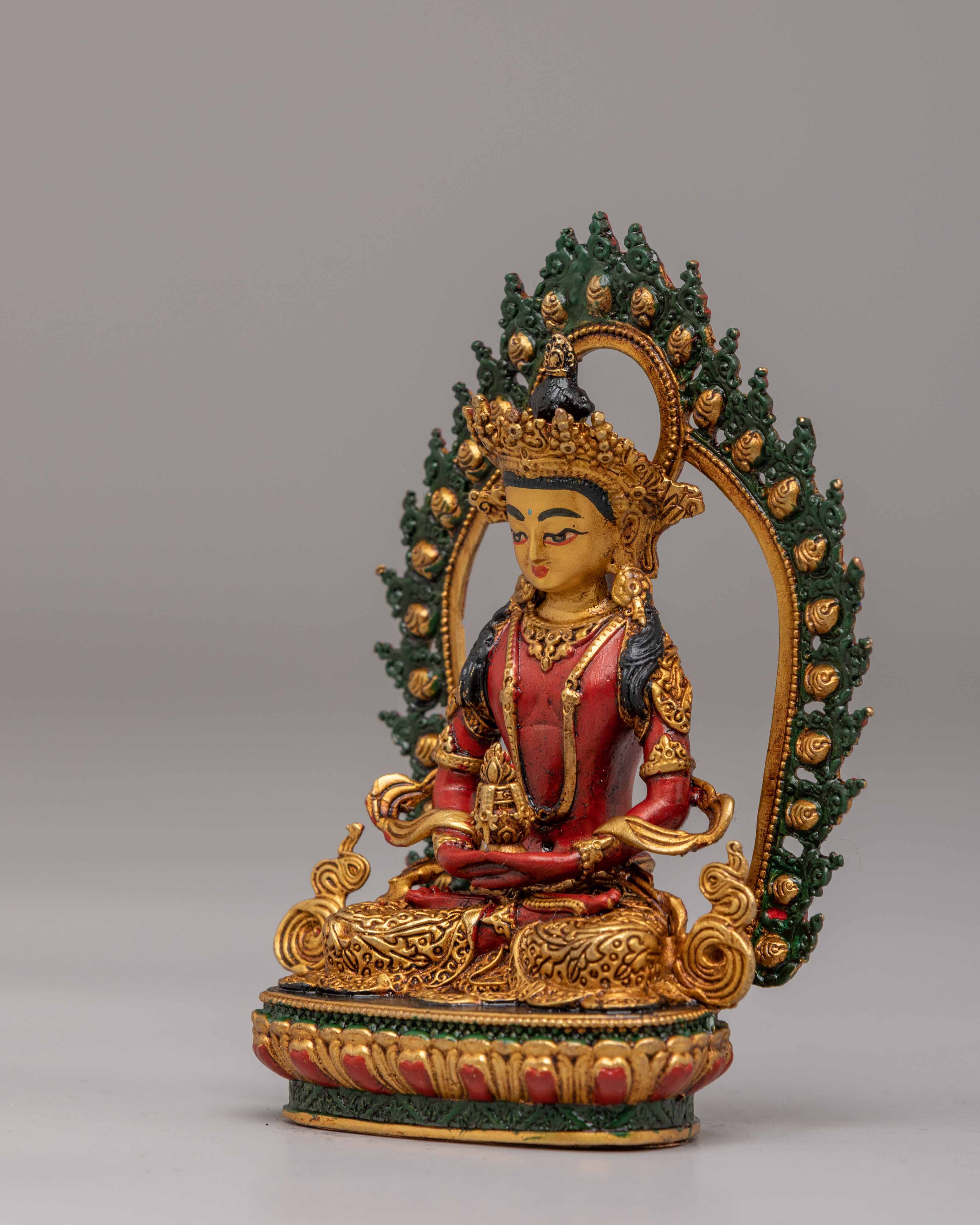 Buddhist Amitayus Longevity Deity Statue | 24K Gold Plated Buddhist Buddha