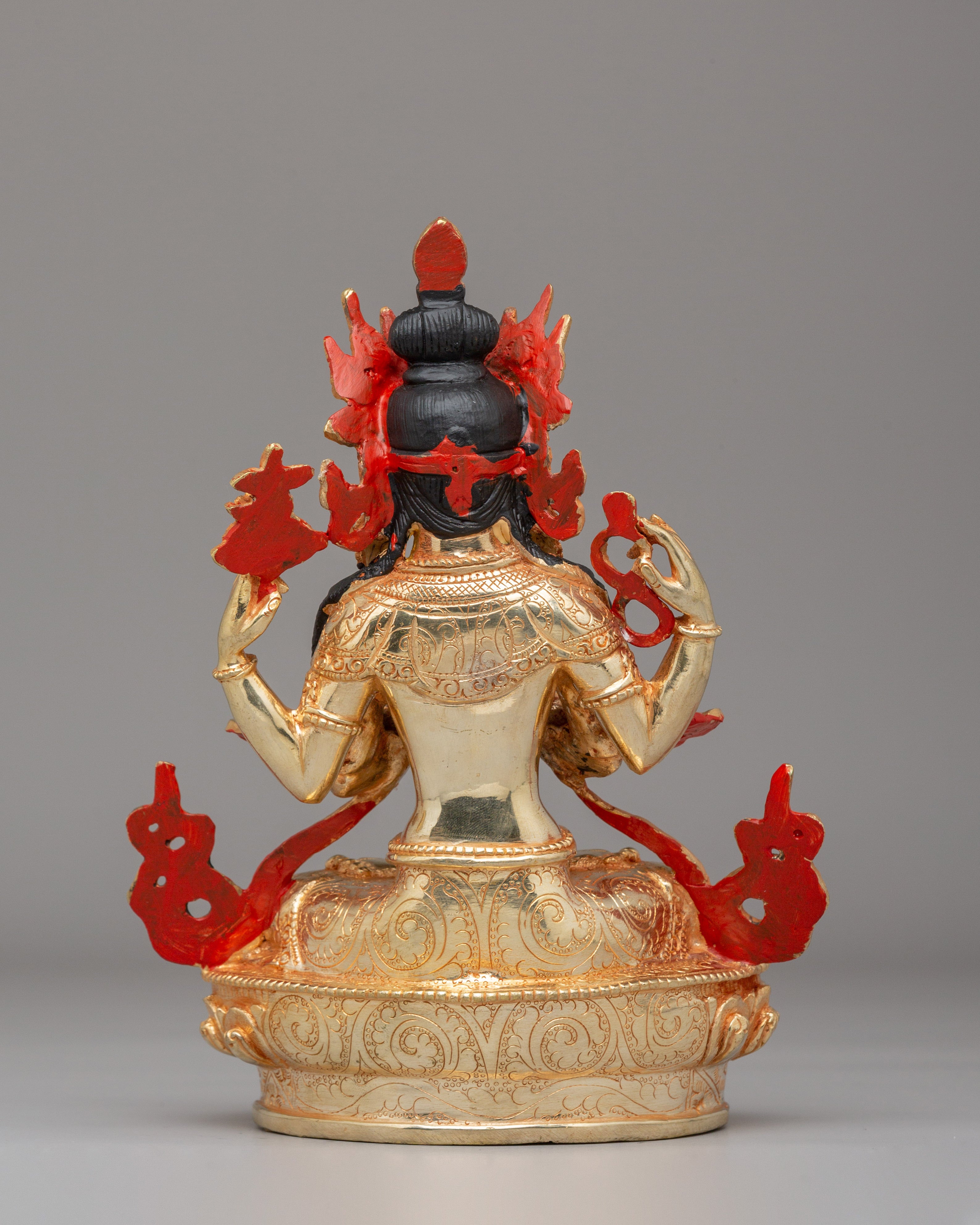 Golden Chenrezig Statue | Tibetan Art