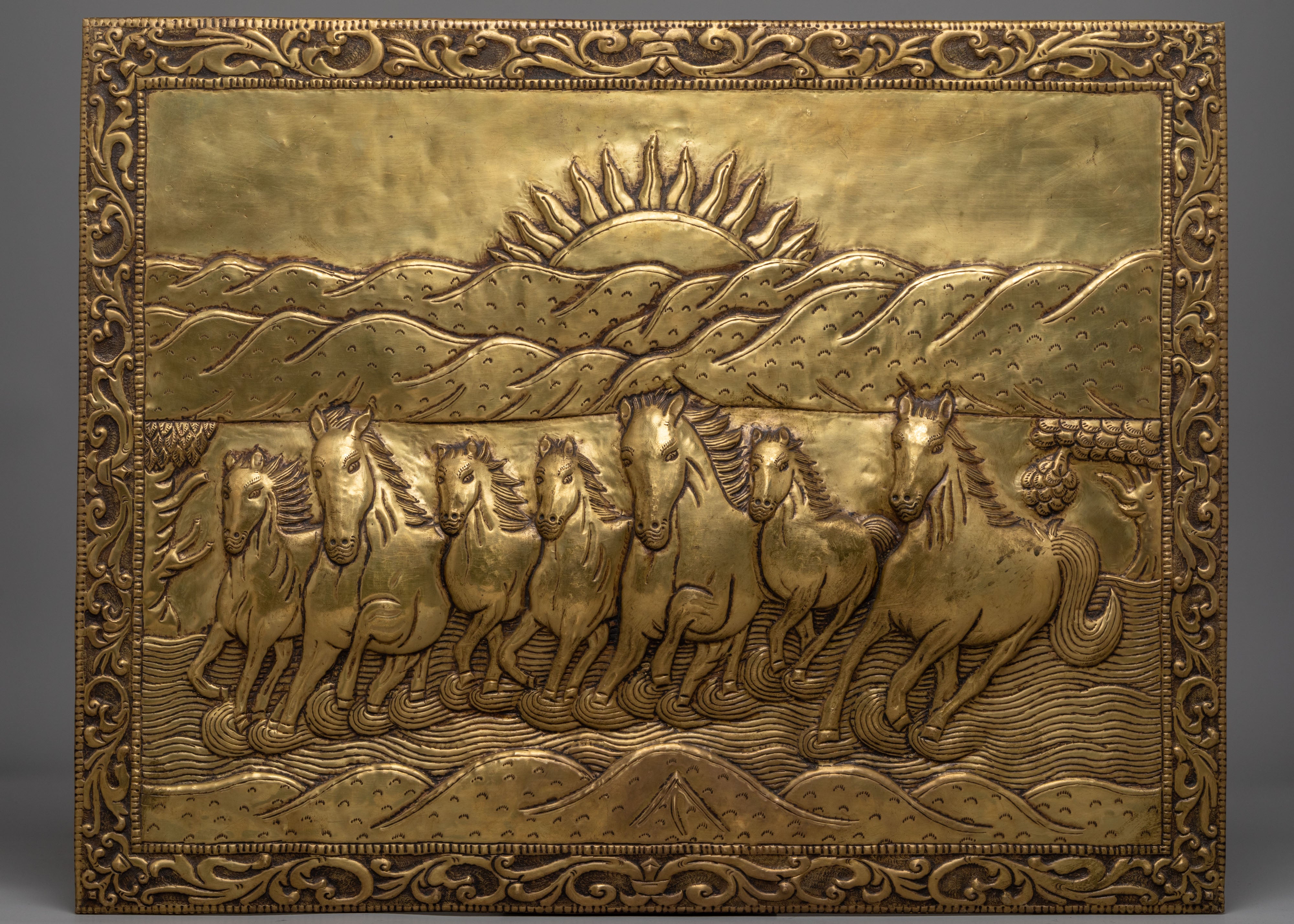 Seven Horse Brass Wall Hanging | Symbol of Wealth and Prosperity