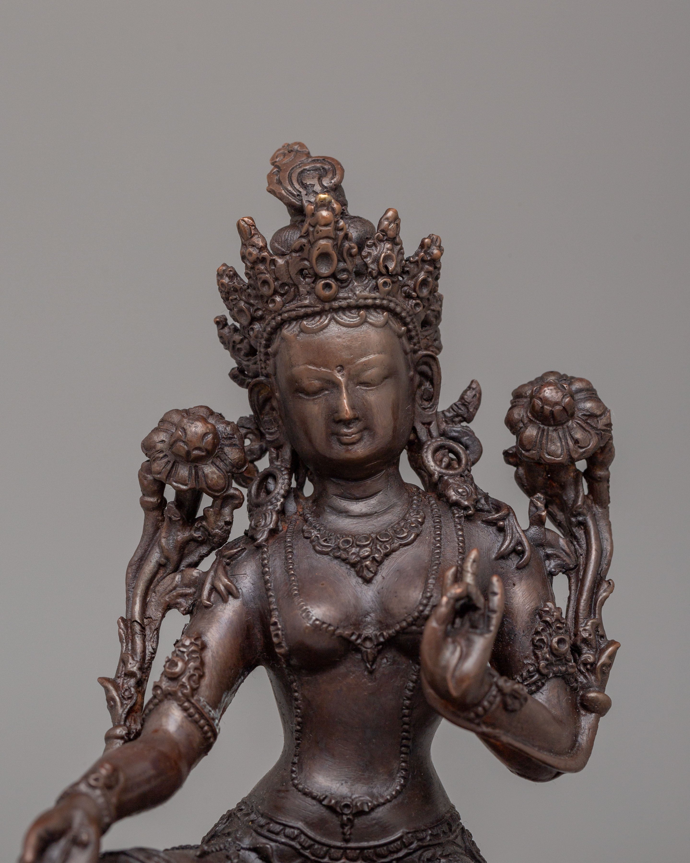 Spiritual Green Tara Altar Statue | Tibetan Buddhist Deity