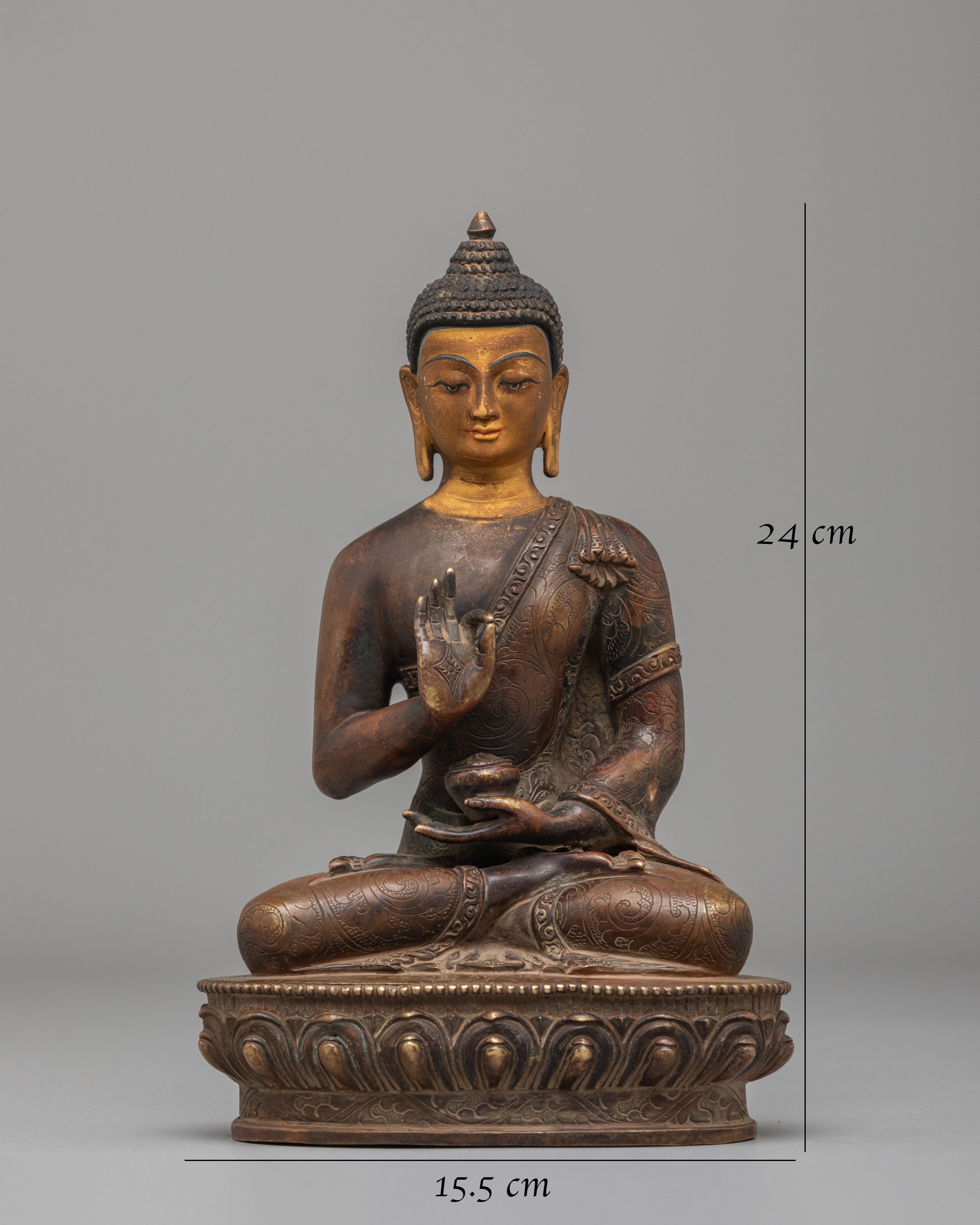 Handmade Amoghasiddhi Statue | Silver Plated Buddhist Art