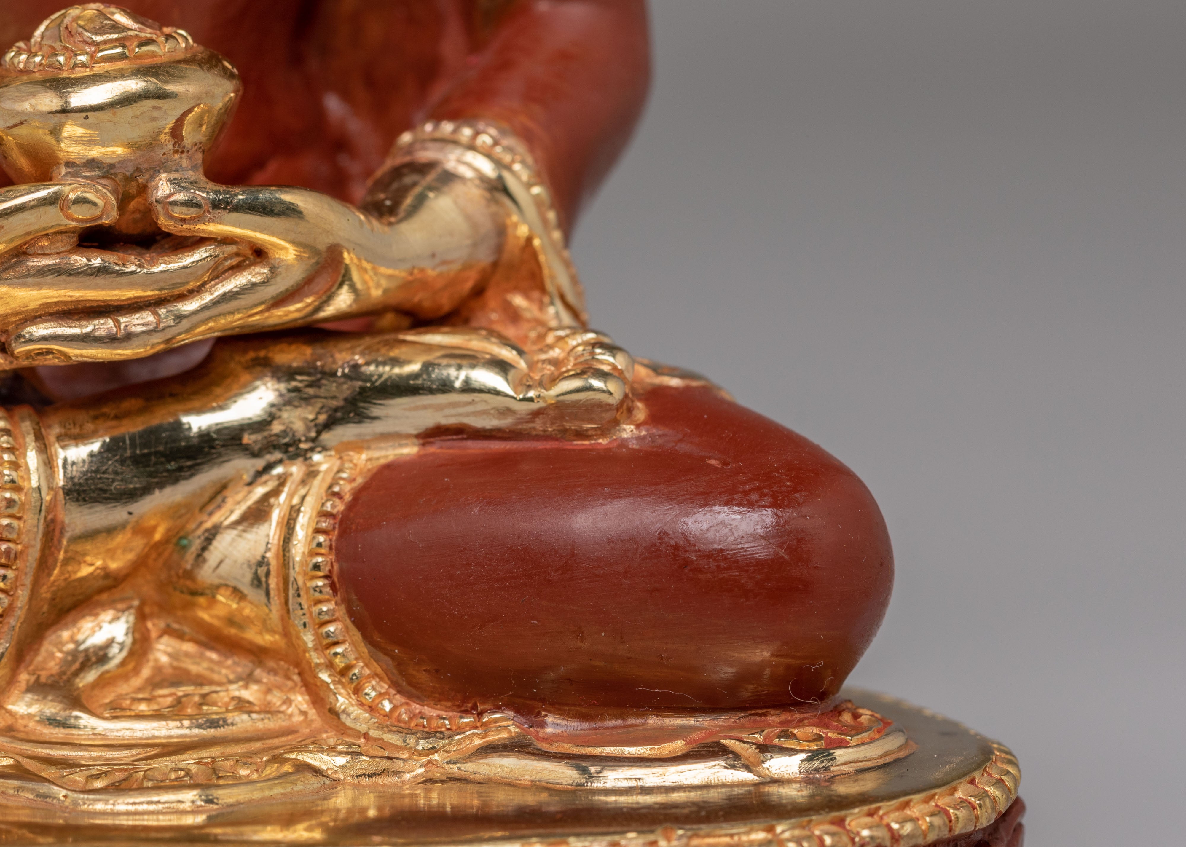 Traditional Sacred Shakyamuni Buddha Sculpture | Gold Plated Copper Statue